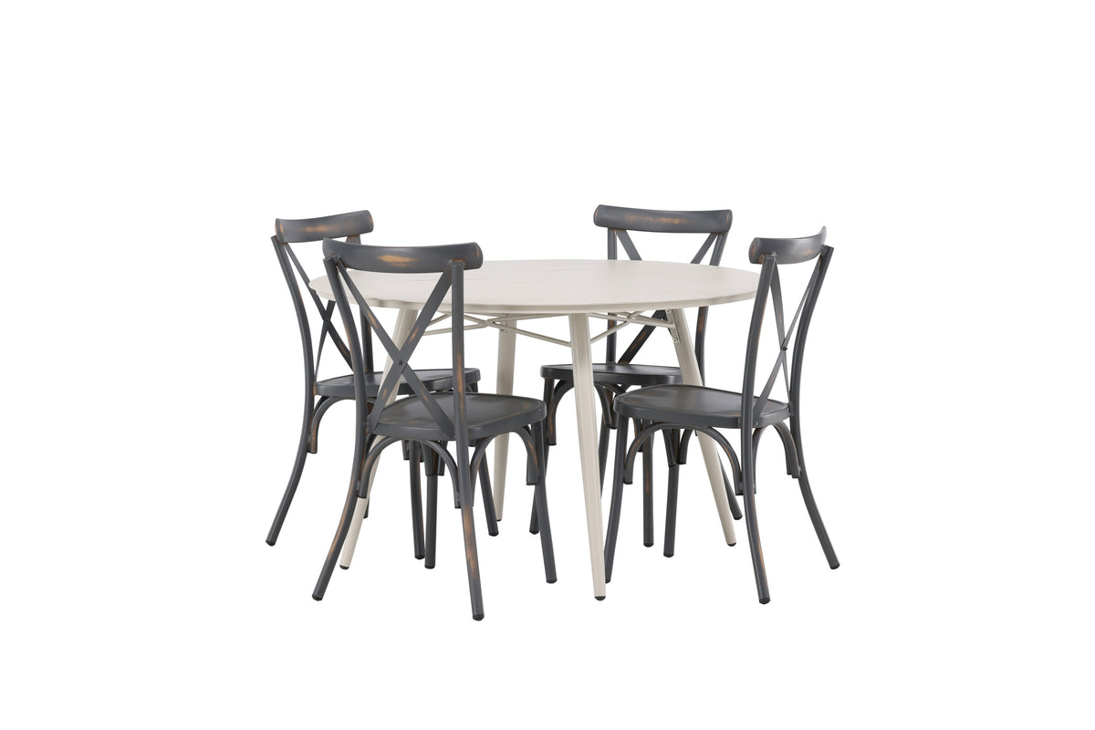 Lina Matbord med Tablas Stolarna – Bord: ⌀120 Stol: 48x88x48