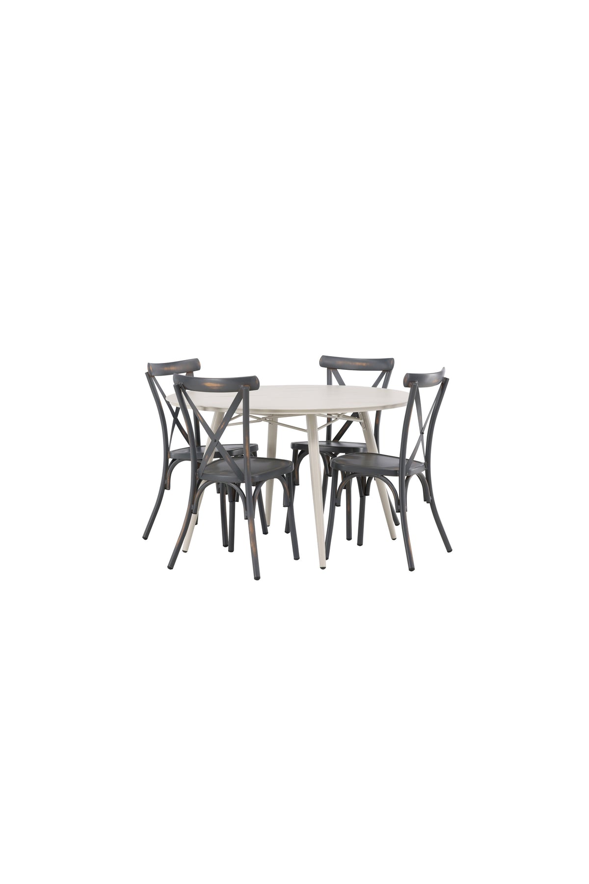 Lina Matbord med Tablas Stolarna – Bord: ⌀120 Stol: 48x88x48