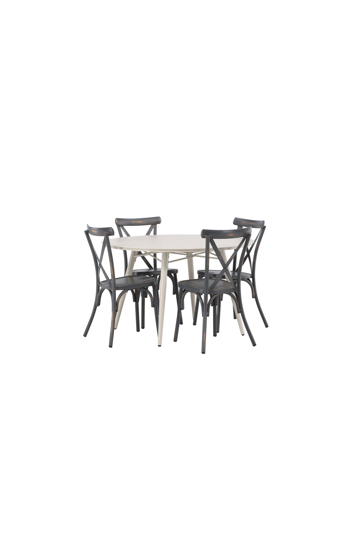 Lina Matbord med Tablas Stolarna – Bord: ⌀120 Stol: 48x88x48