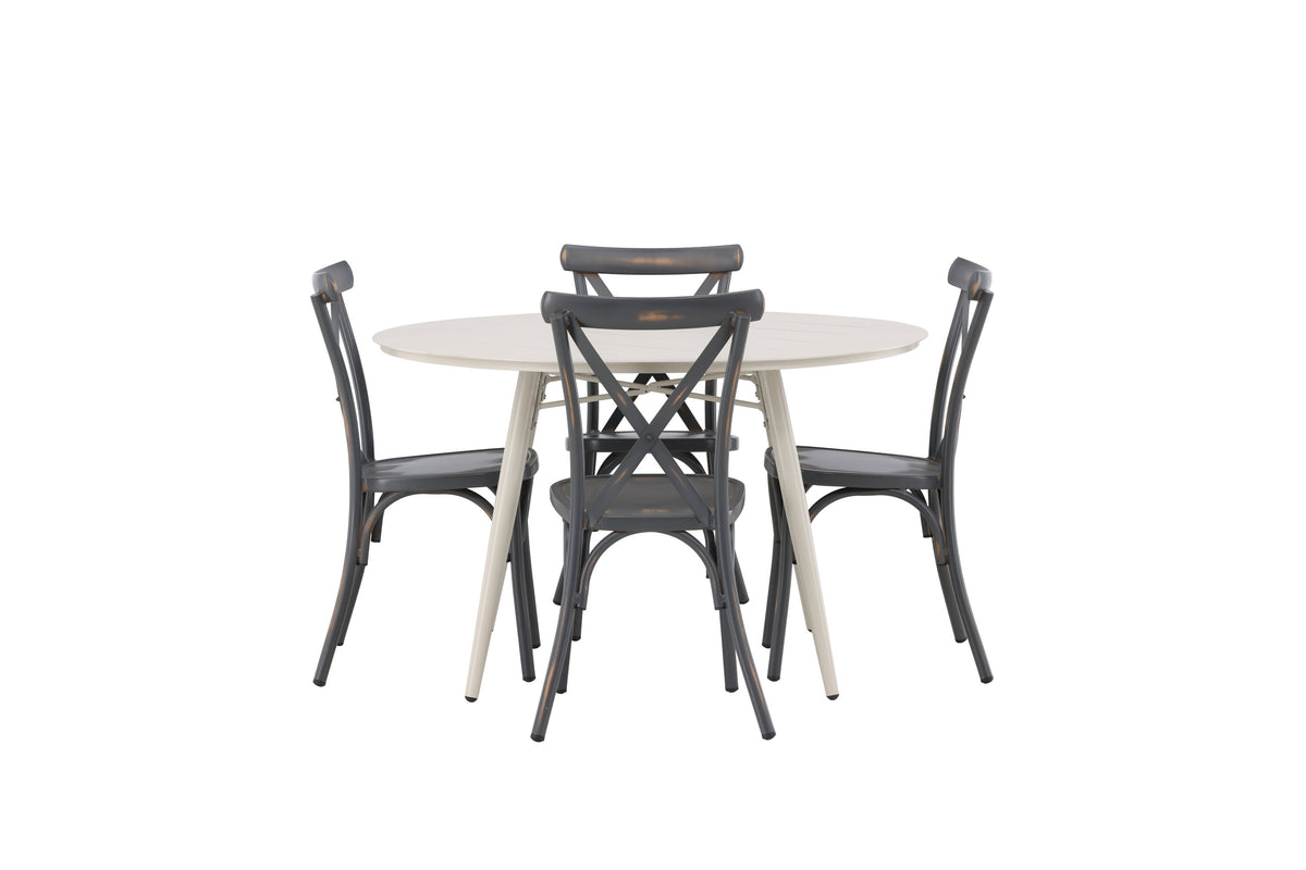 Lina Matbord med Tablas Stolarna – Bord: ⌀120 Stol: 48x88x48