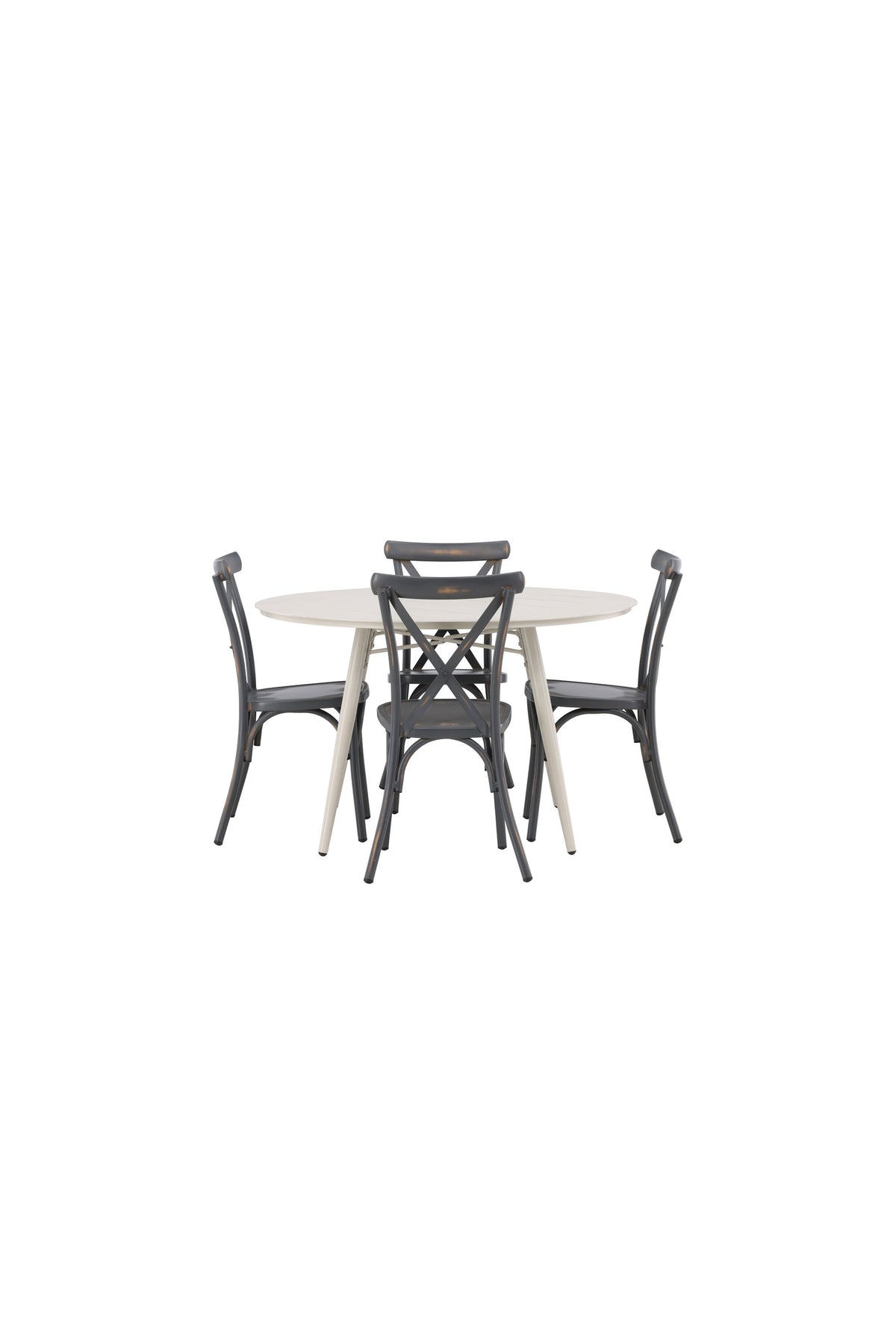 Lina Matbord med Tablas Stolarna – Bord: ⌀120 Stol: 48x88x48