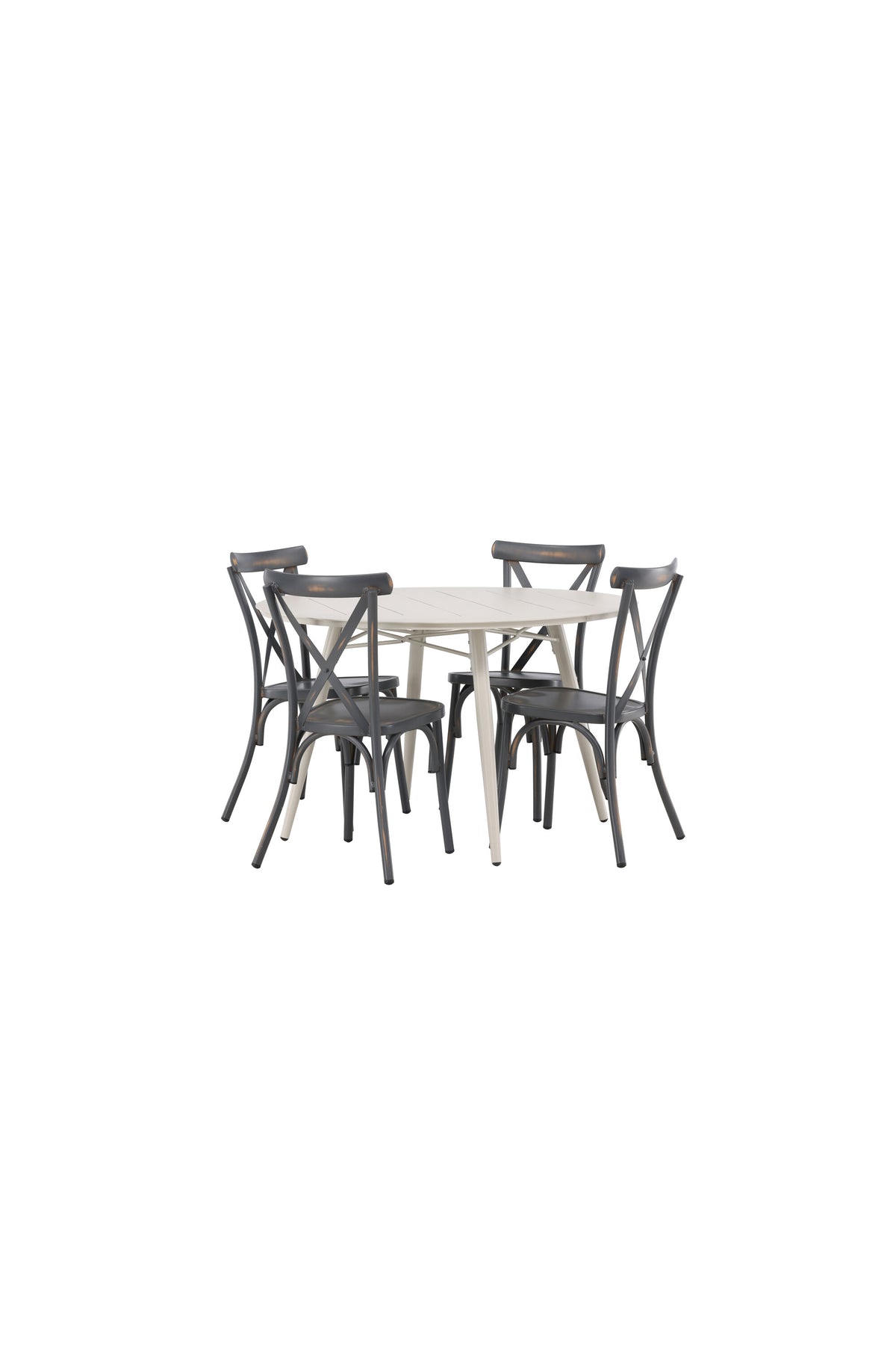 Lina Matbord med Tablas Stolarna – Bord: ⌀120 Stol: 48x88x48