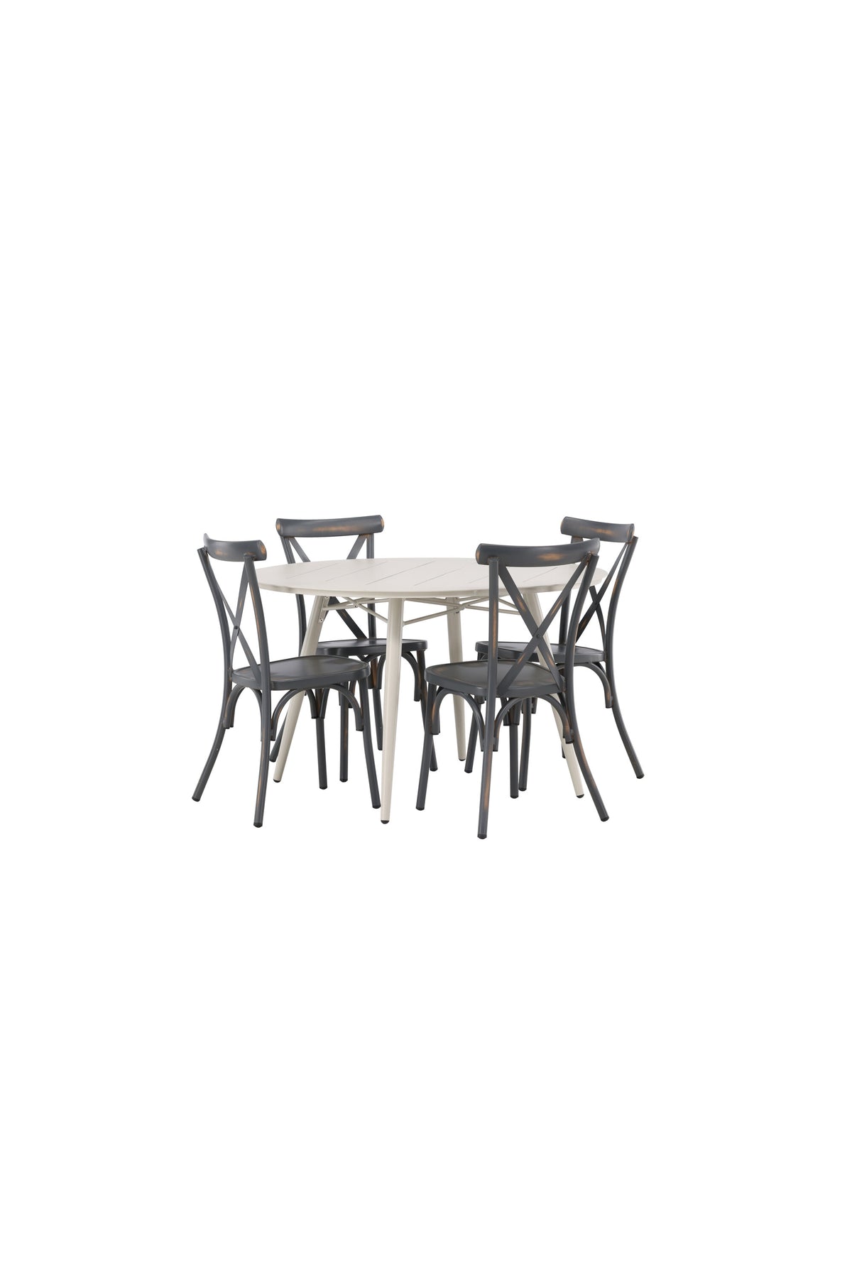 Lina Matbord med Tablas Stolarna – Bord: ⌀120 Stol: 48x88x48