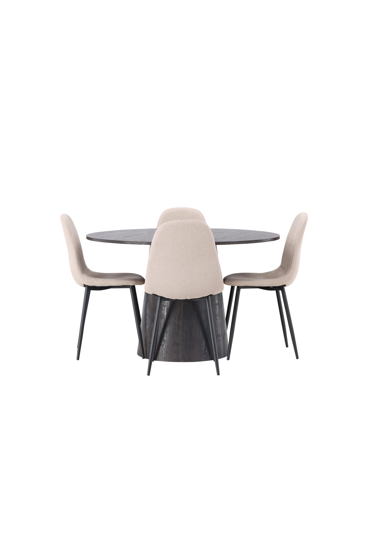 Lanzo Matbord med Polar Stolarna – Bord: ⌀120 Stol: 52x90x45