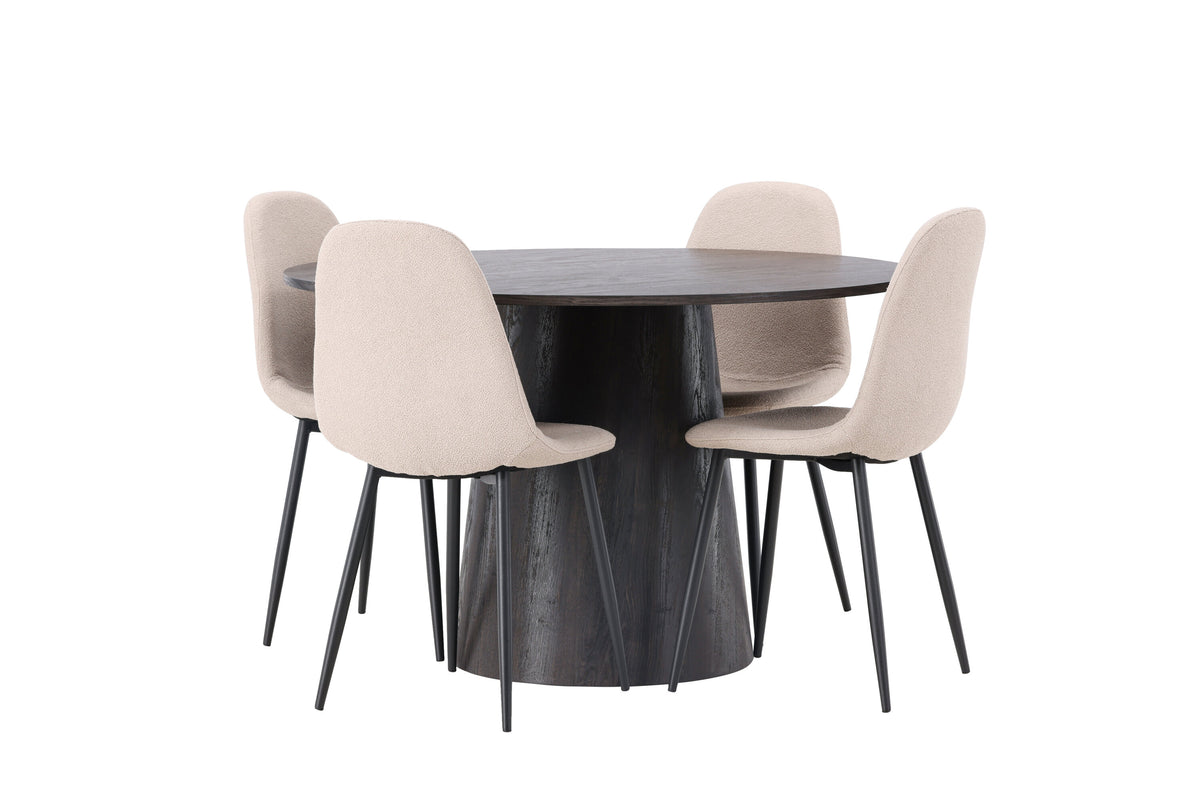 Lanzo Matbord med Polar Stolarna – Bord: ⌀120 Stol: 52x90x45