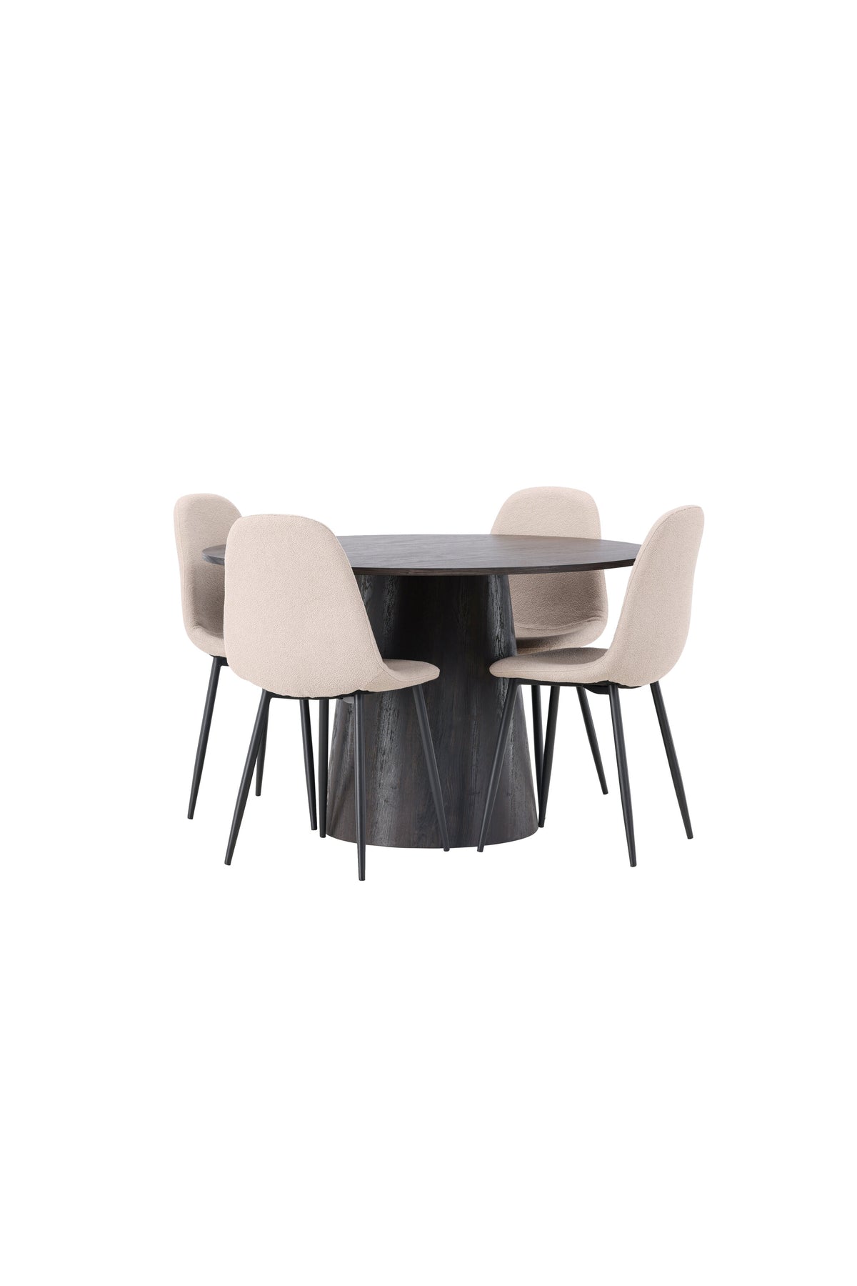 Lanzo Matbord med Polar Stolarna – Bord: ⌀120 Stol: 52x90x45