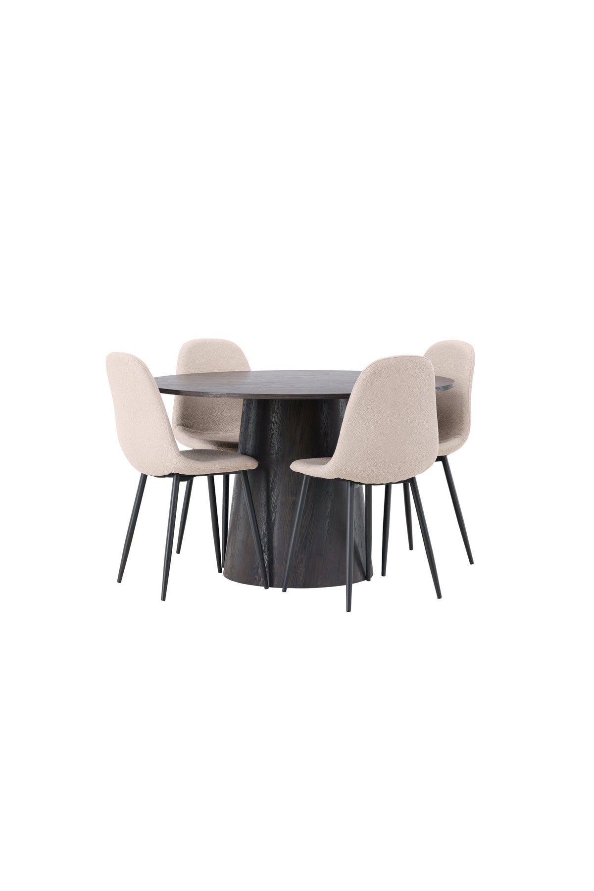 Lanzo Matbord med Polar Stolarna – Bord: ⌀120 Stol: 52x90x45