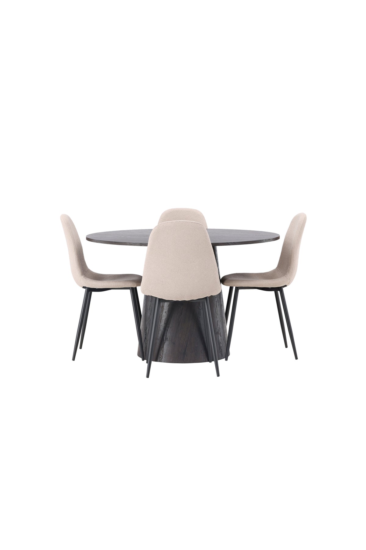 Lanzo Matbord med Polar Stolarna – Bord: ⌀120 Stol: 52x90x45