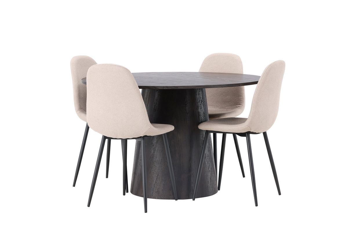 Lanzo Matbord med Polar Stolarna – Bord: ⌀120 Stol: 52x90x45