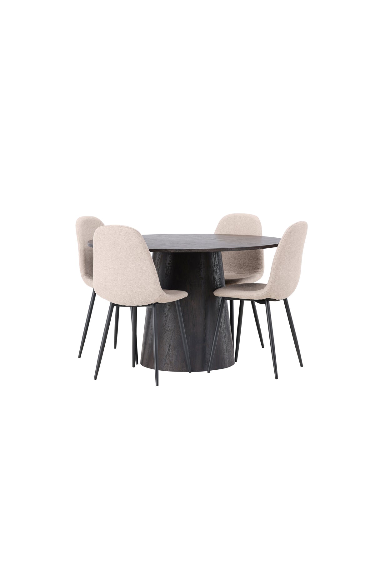 Lanzo Matbord med Polar Stolarna – Bord: ⌀120 Stol: 52x90x45