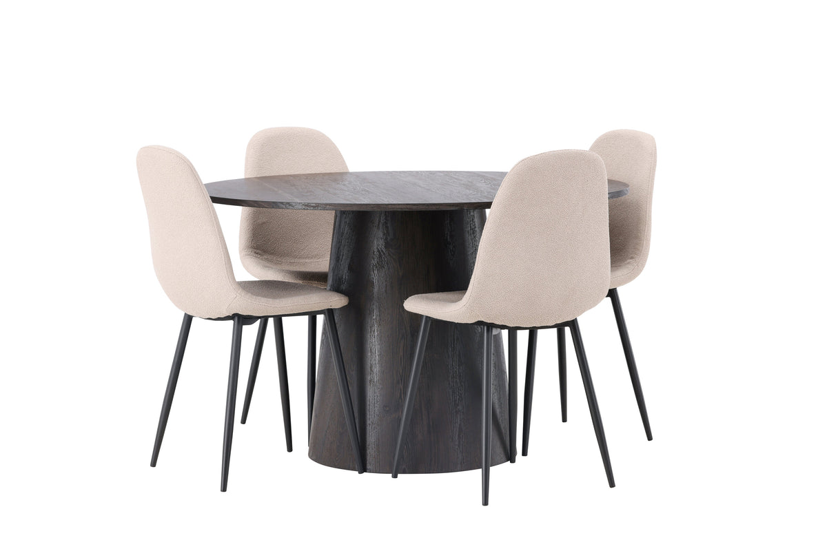 Lanzo Matbord med Polar Stolarna – Bord: ⌀120 Stol: 52x90x45
