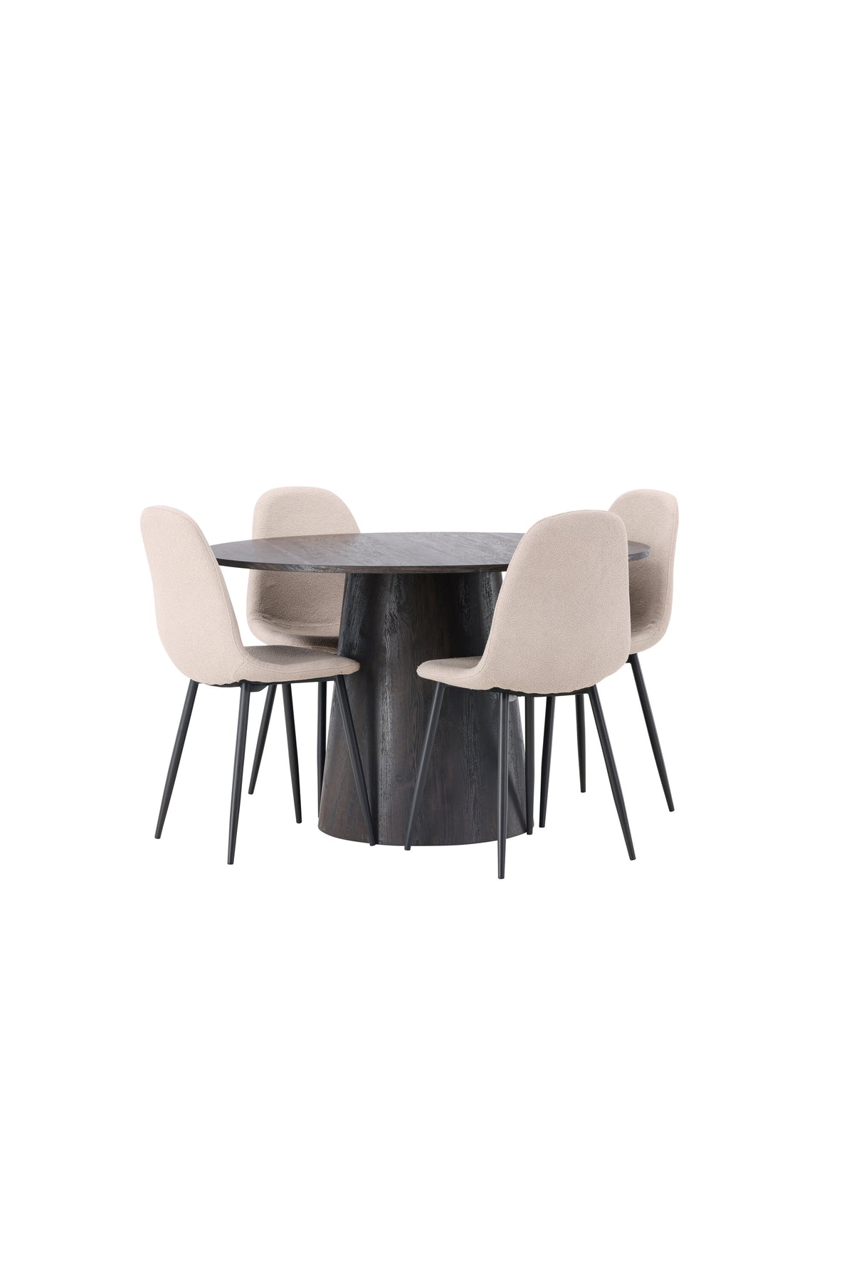Lanzo Matbord med Polar Stolarna – Bord: ⌀120 Stol: 52x90x45