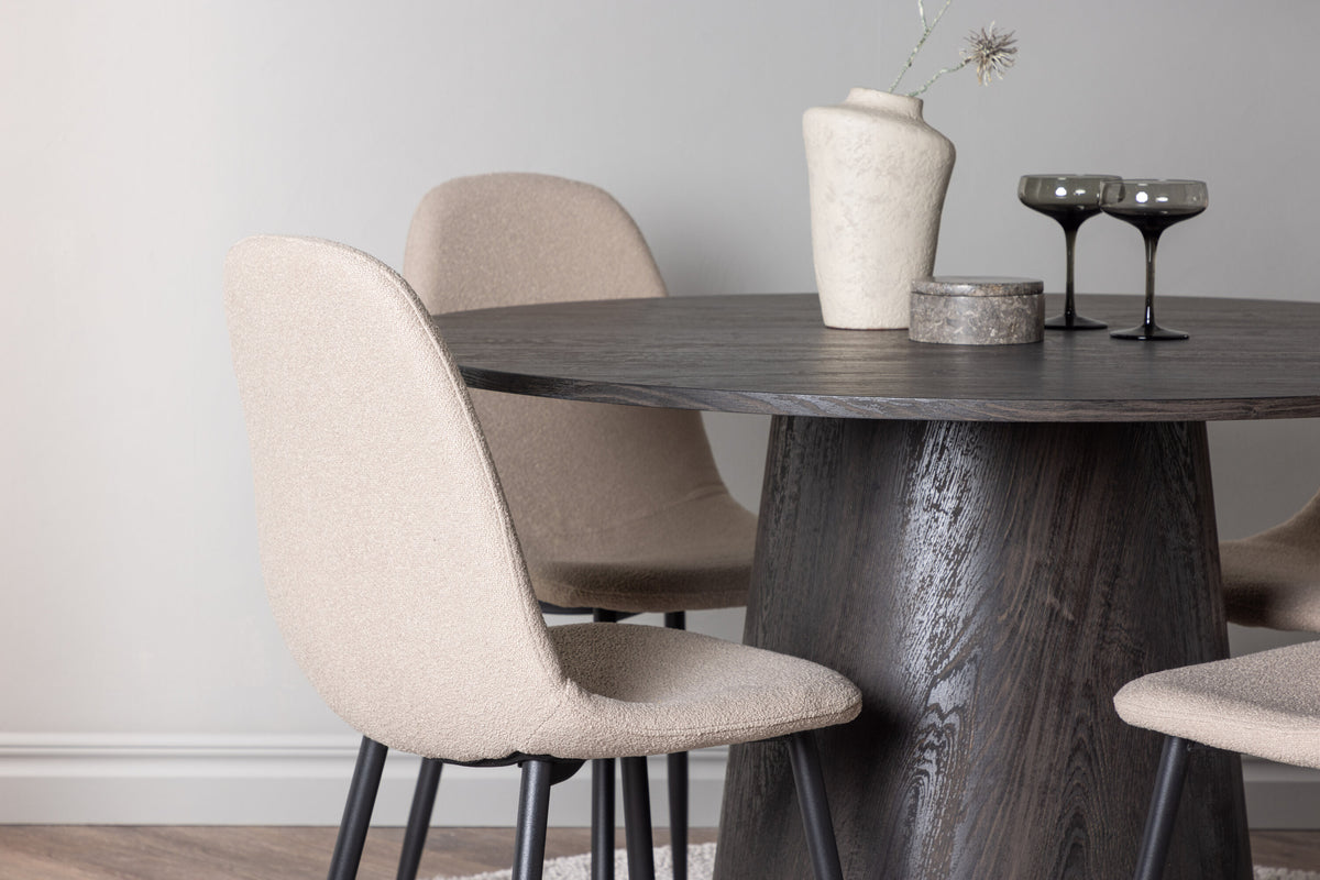 Lanzo Matbord med Polar Stolarna – Bord: ⌀120 Stol: 52x90x45