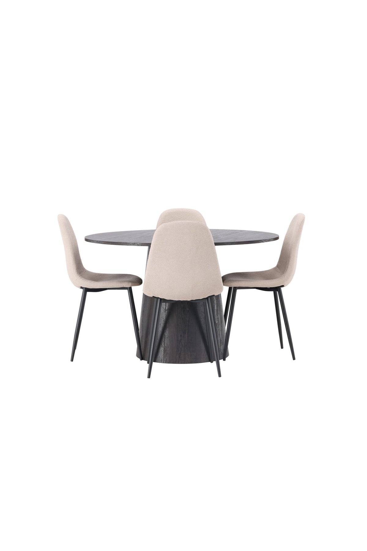 Lanzo Matbord med Polar Stolarna – Bord: ⌀120 Stol: 52x90x45