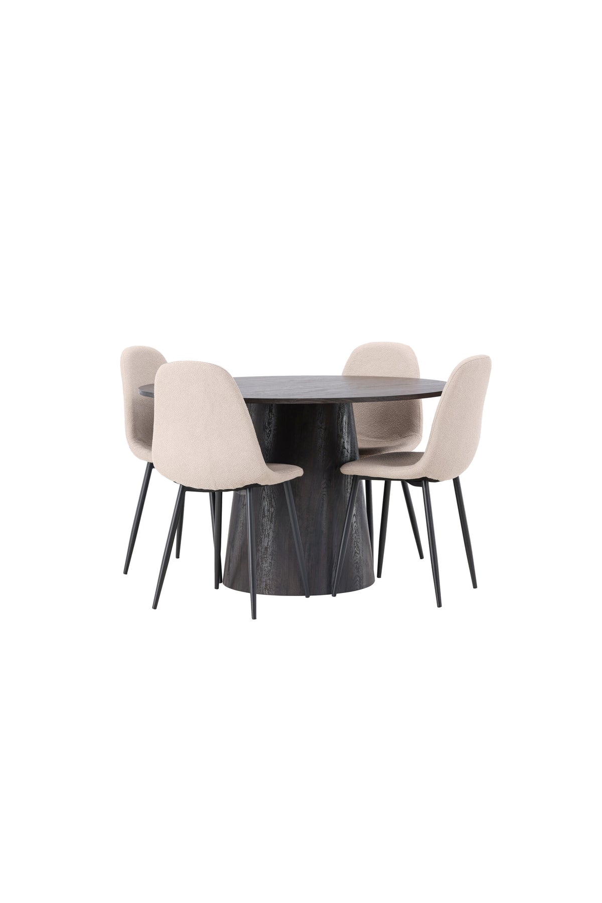 Lanzo Matbord med Polar Stolarna – Bord: ⌀120 Stol: 52x90x45