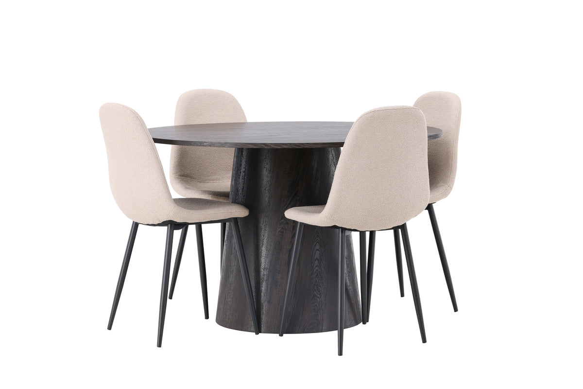 Lanzo Matbord med Polar Stolarna – Bord: ⌀120 Stol: 52x90x45