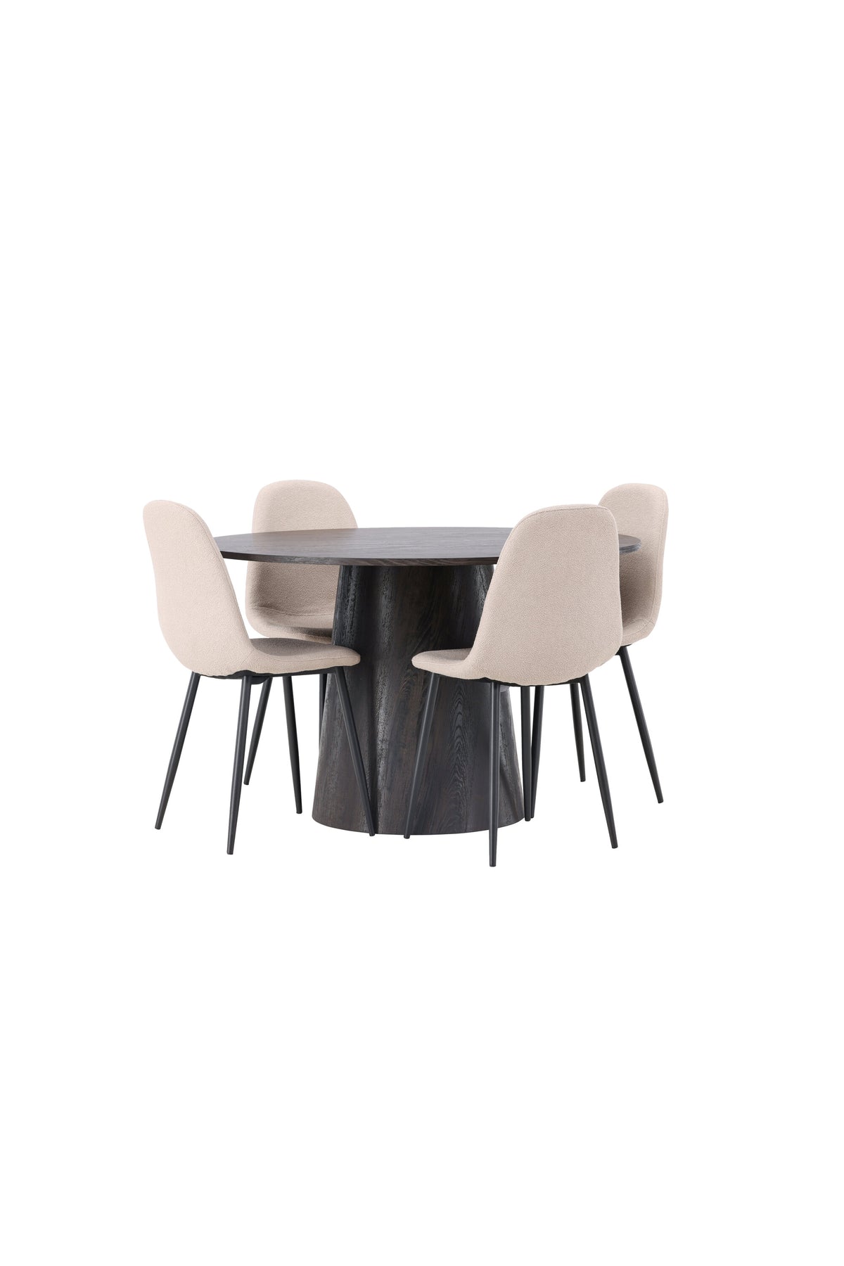Lanzo Matbord med Polar Stolarna – Bord: ⌀120 Stol: 52x90x45