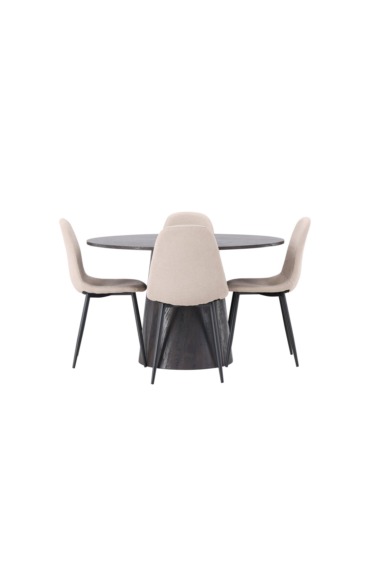 Lanzo Matbord med Polar Stolarna – Bord: ⌀120 Stol: 52x90x45