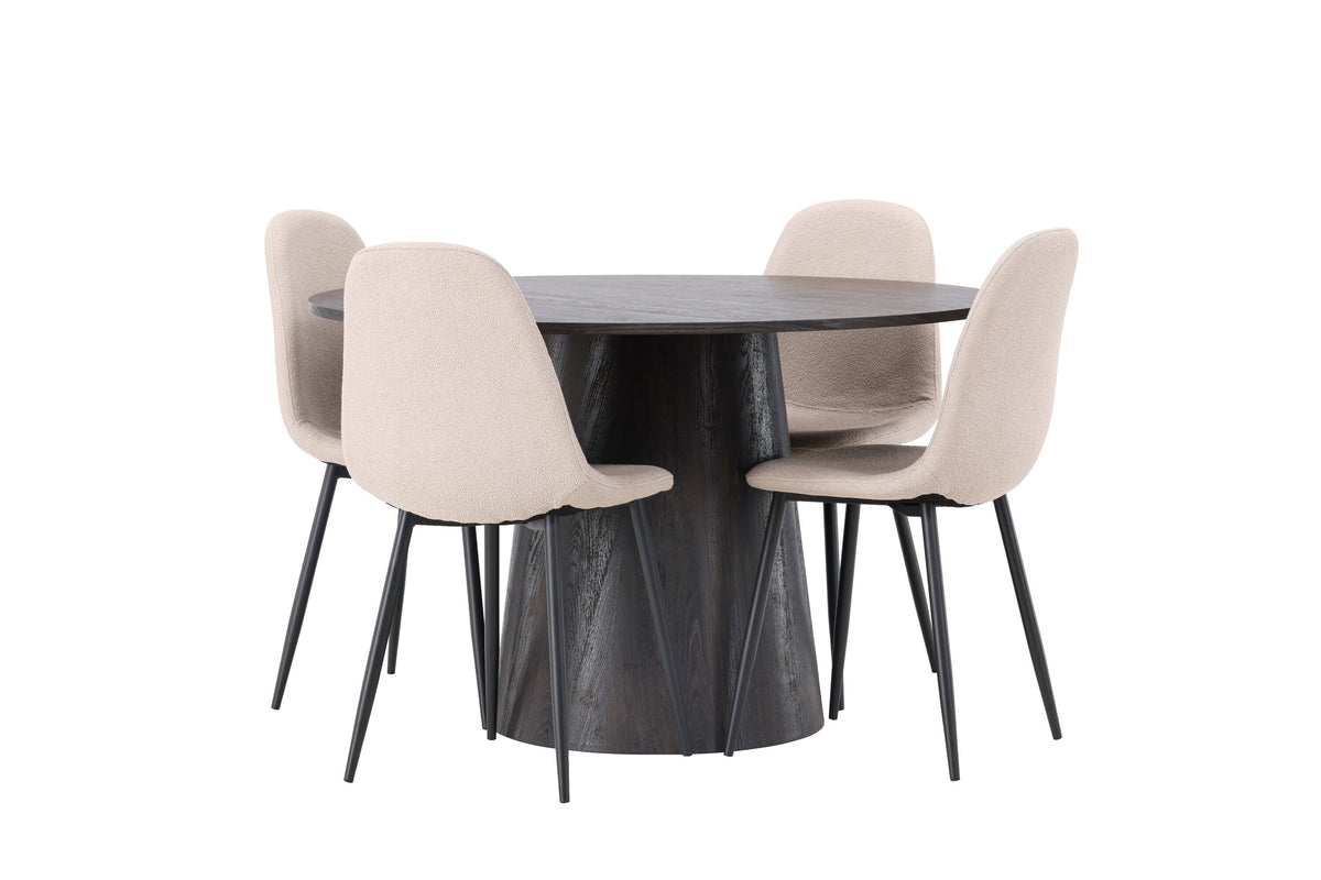Lanzo Matbord med Polar Stolarna – Bord: ⌀120 Stol: 52x90x45