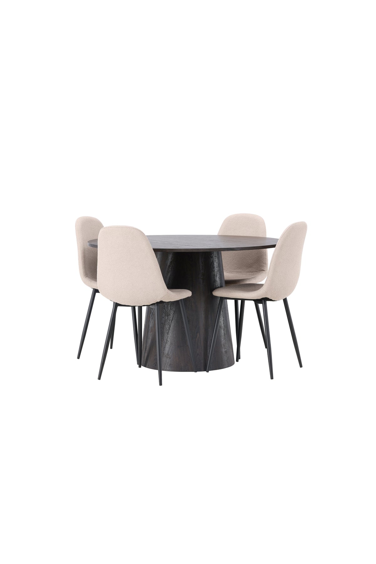 Lanzo Matbord med Polar Stolarna – Bord: ⌀120 Stol: 52x90x45