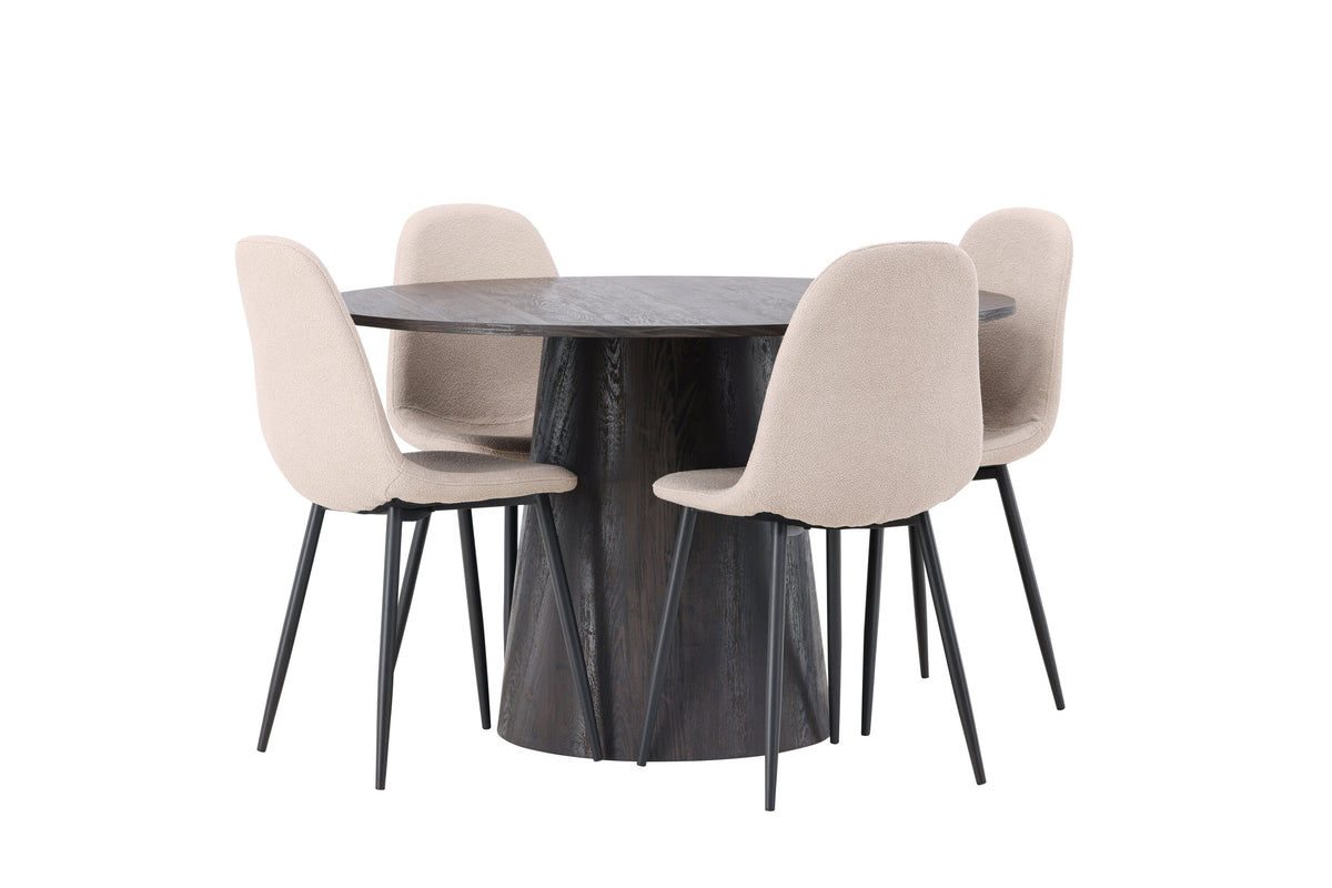 Lanzo Matbord med Polar Stolarna – Bord: ⌀120 Stol: 52x90x45