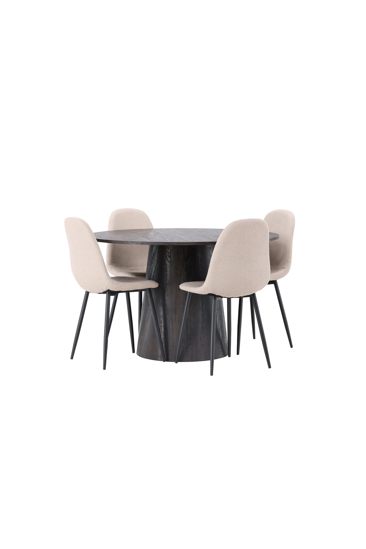 Lanzo Matbord med Polar Stolarna – Bord: ⌀120 Stol: 52x90x45