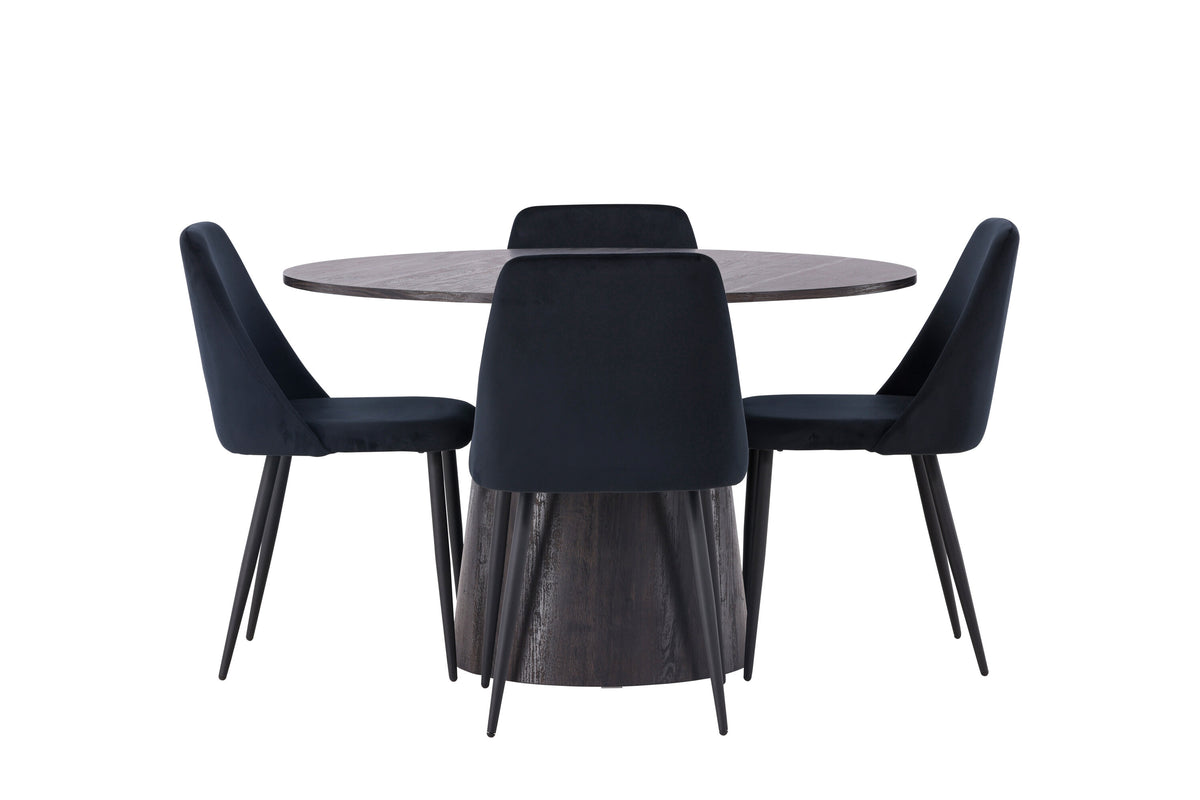 Lanzo Matbord med Night Stolarna – Bord: ⌀120 Stol: 56x87x49