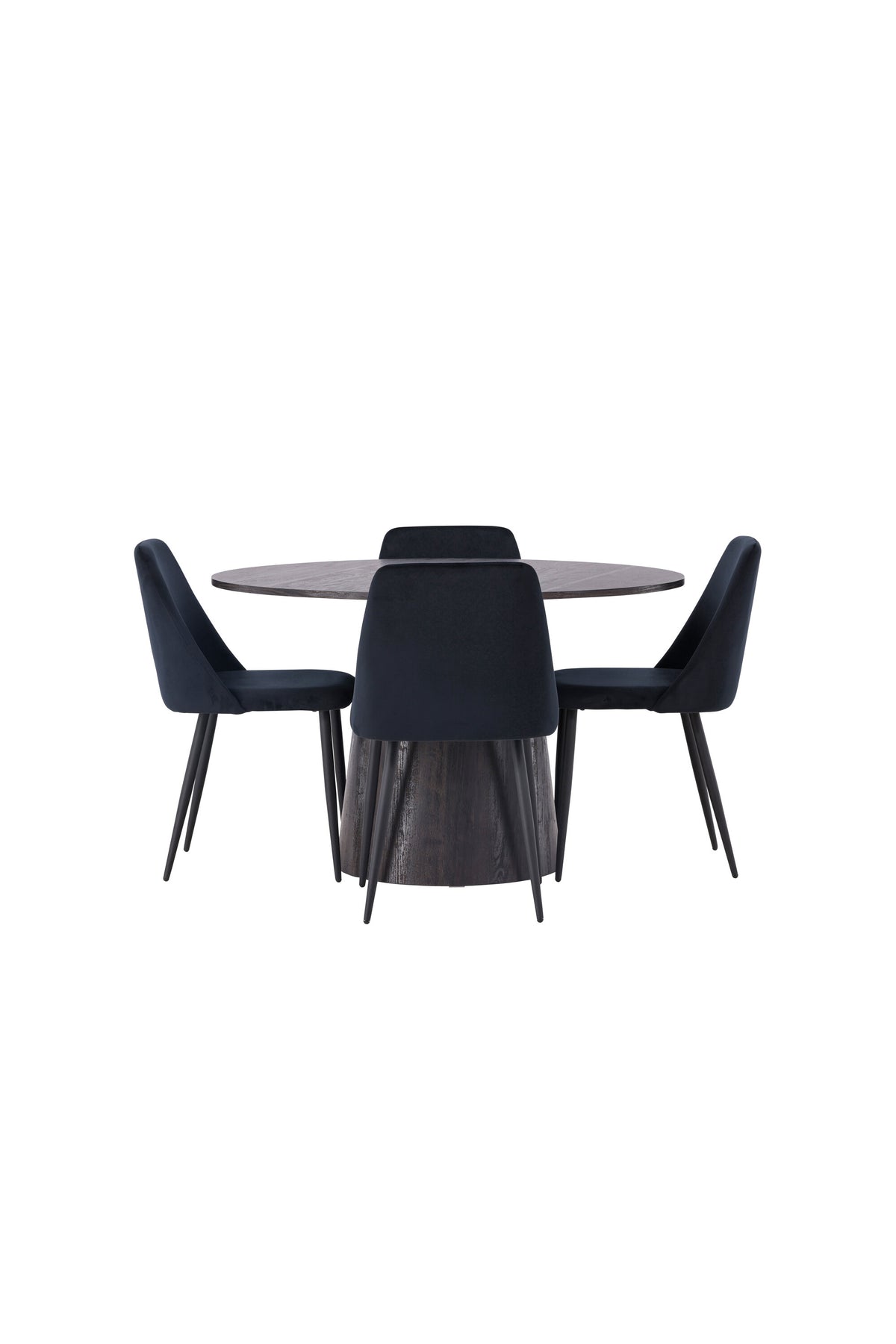 Lanzo Matbord med Night Stolarna – Bord: ⌀120 Stol: 56x87x49