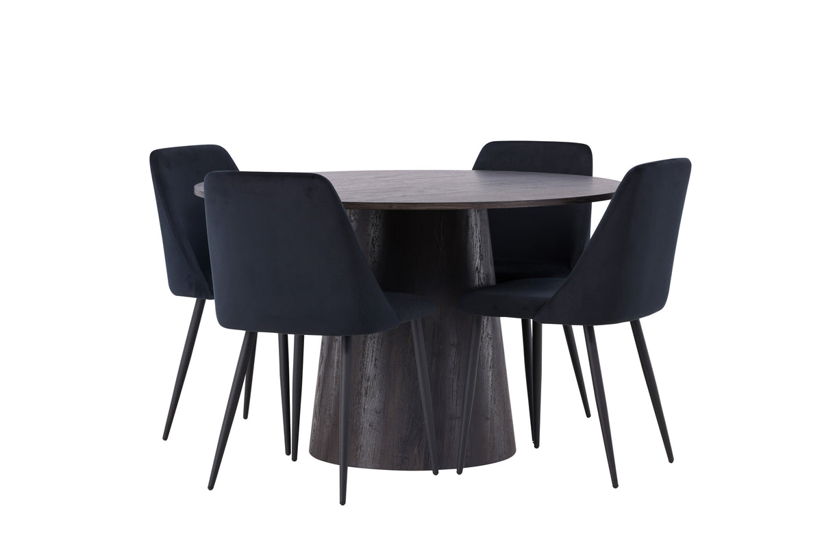 Lanzo Matbord med Night Stolarna – Bord: ⌀120 Stol: 56x87x49