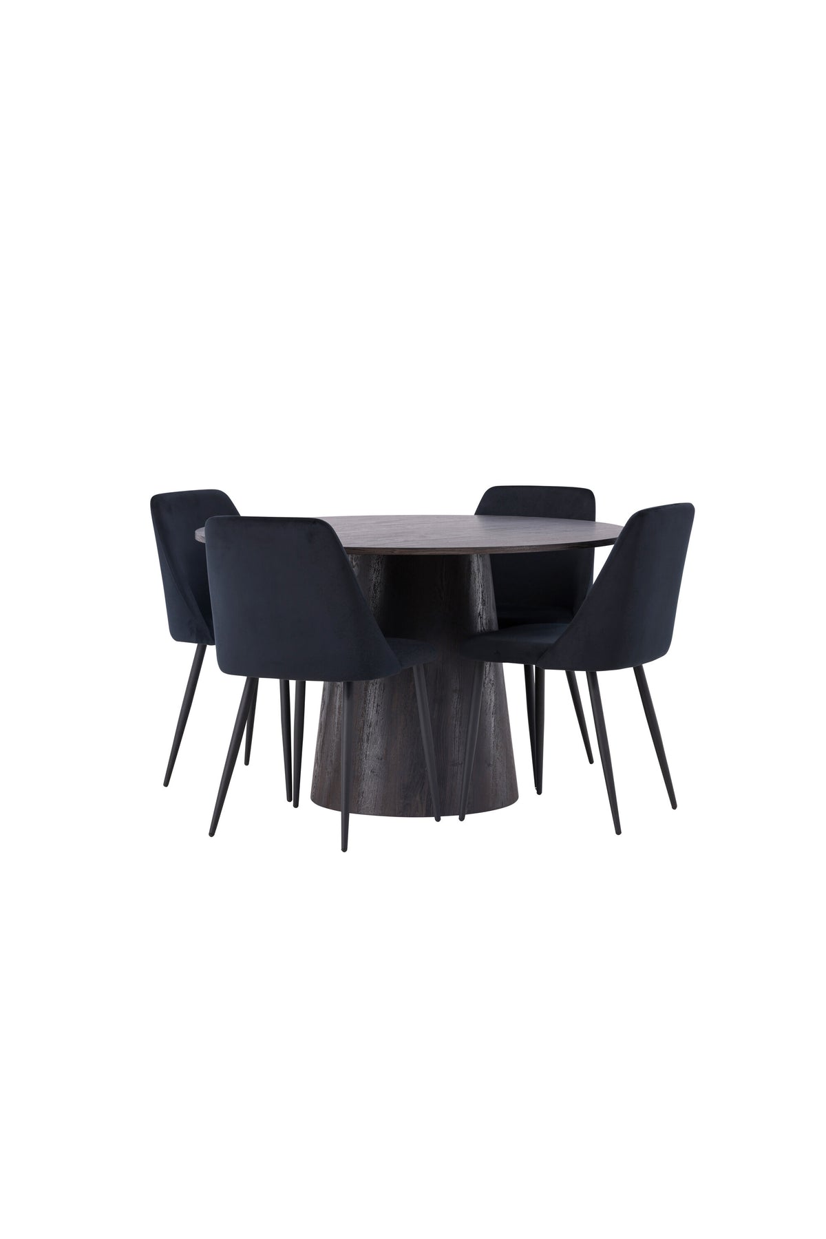 Lanzo Matbord med Night Stolarna – Bord: ⌀120 Stol: 56x87x49
