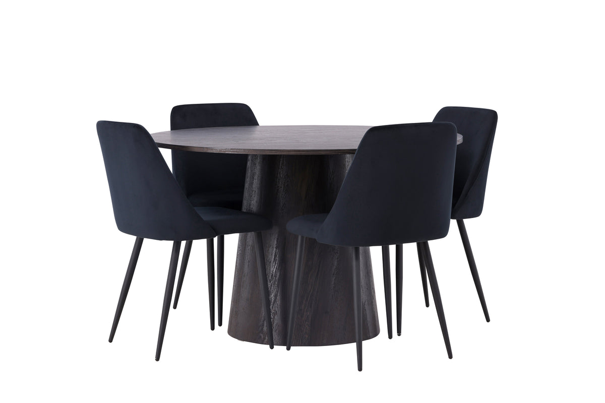 Lanzo Matbord med Night Stolarna – Bord: ⌀120 Stol: 56x87x49