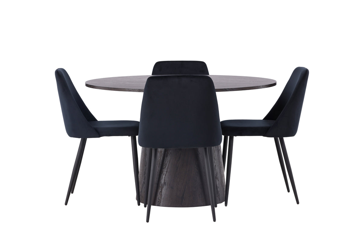 Lanzo Matbord med Night Stolarna – Bord: ⌀120 Stol: 56x87x49