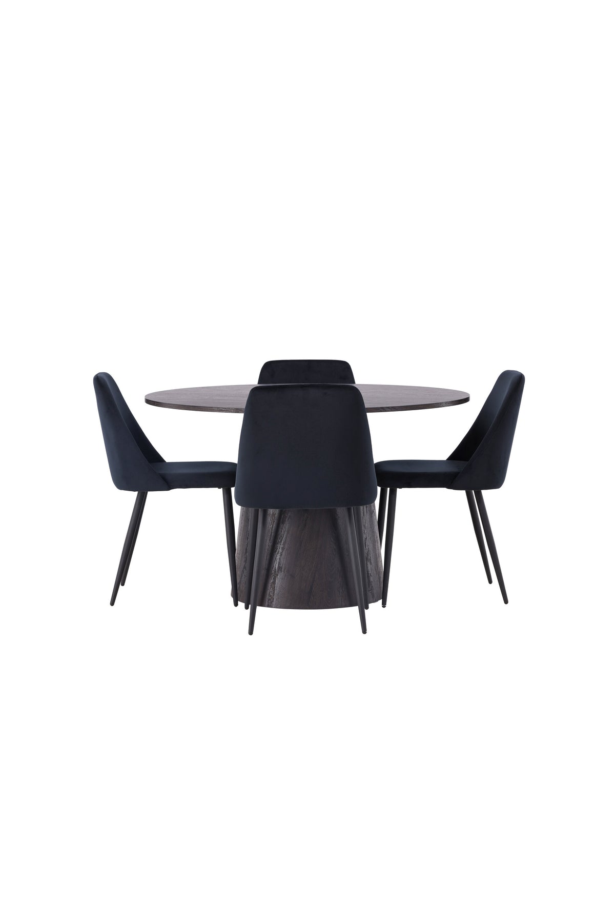 Lanzo Matbord med Night Stolarna – Bord: ⌀120 Stol: 56x87x49