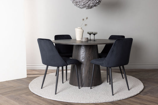 Lanzo Matbord med Night Stolarna – Bord: ⌀120 Stol: 56x87x49