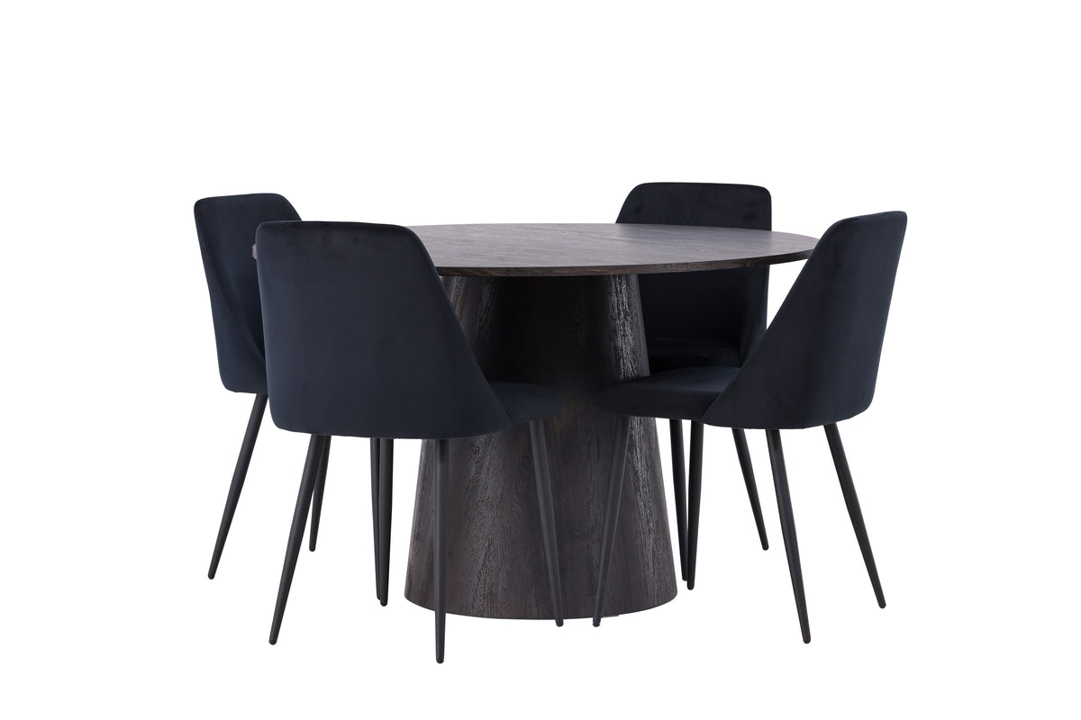 Lanzo Matbord med Night Stolarna – Bord: ⌀120 Stol: 56x87x49