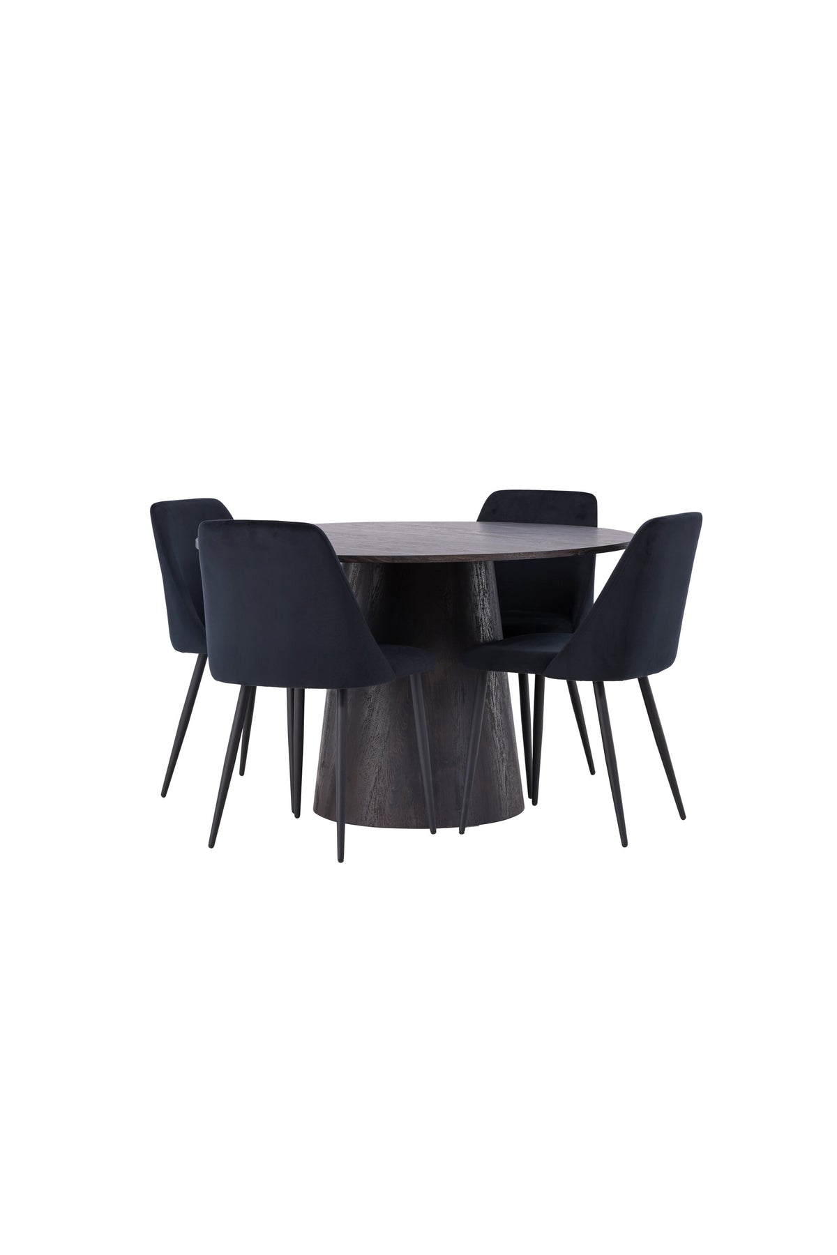Lanzo Matbord med Night Stolarna – Bord: ⌀120 Stol: 56x87x49