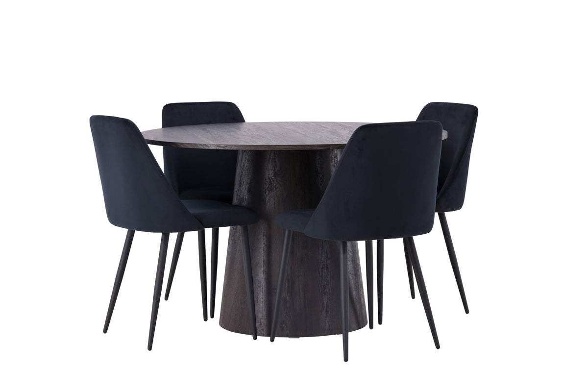 Lanzo Matbord med Night Stolarna – Bord: ⌀120 Stol: 56x87x49