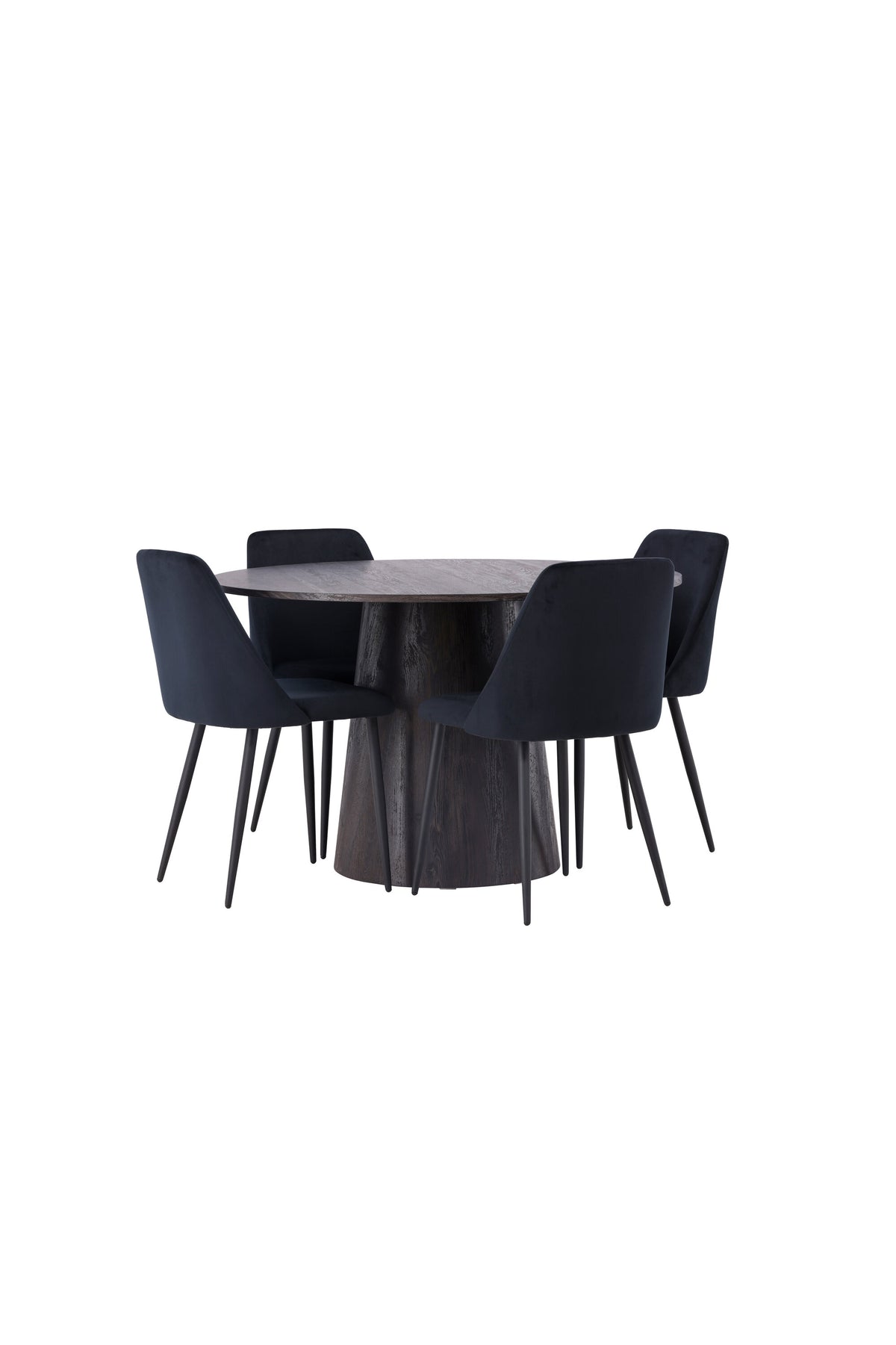 Lanzo Matbord med Night Stolarna – Bord: ⌀120 Stol: 56x87x49