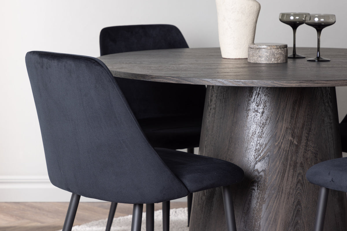 Lanzo Matbord med Night Stolarna – Bord: ⌀120 Stol: 56x87x49