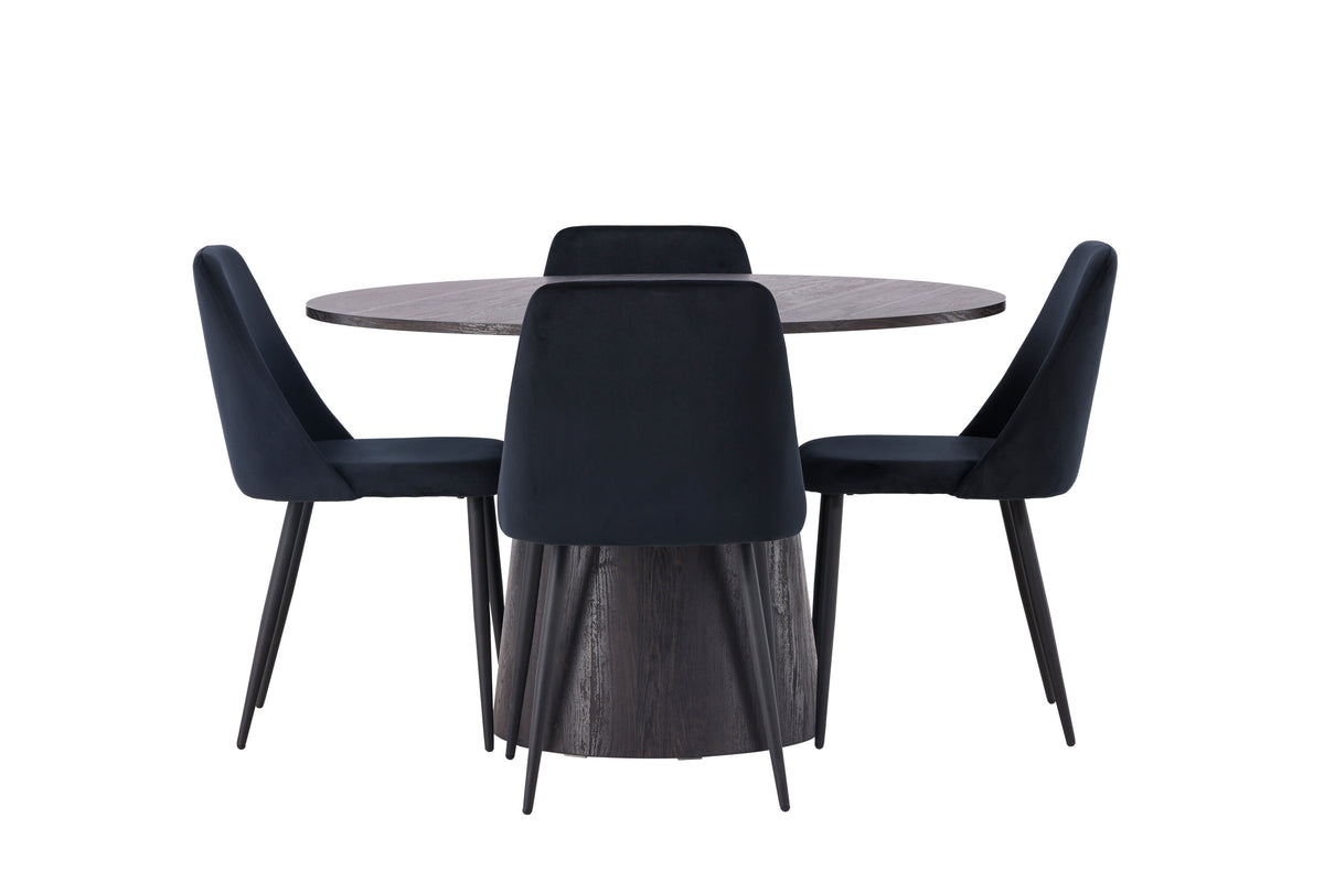 Lanzo Matbord med Night Stolarna – Bord: ⌀120 Stol: 56x87x49