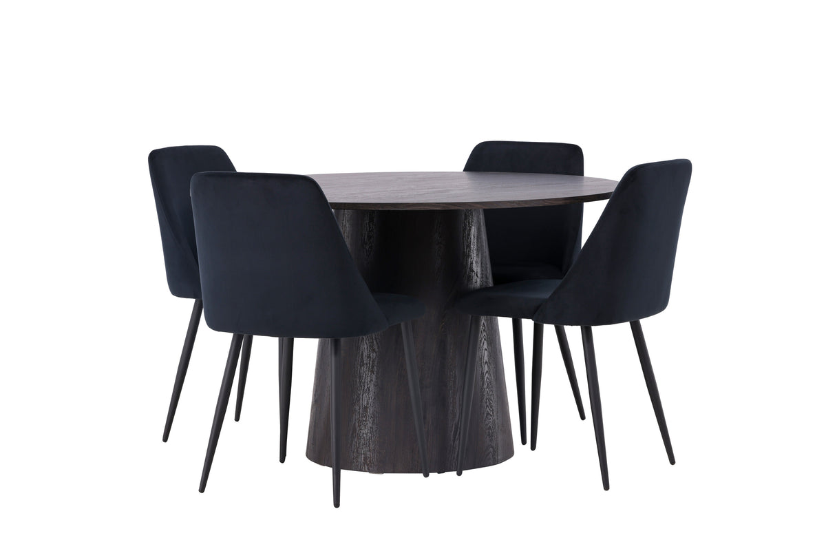 Lanzo Matbord med Night Stolarna – Bord: ⌀120 Stol: 56x87x49