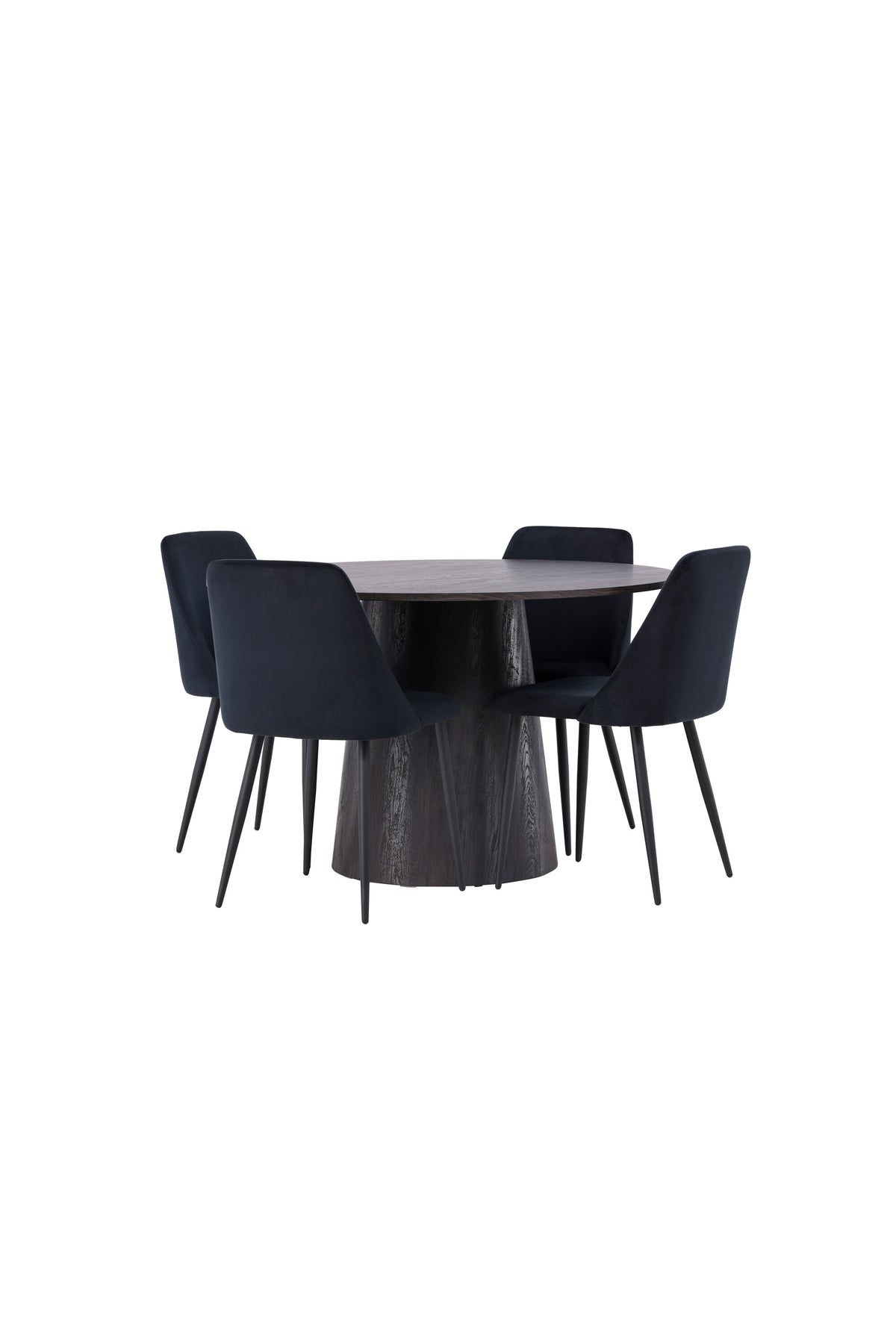 Lanzo Matbord med Night Stolarna – Bord: ⌀120 Stol: 56x87x49