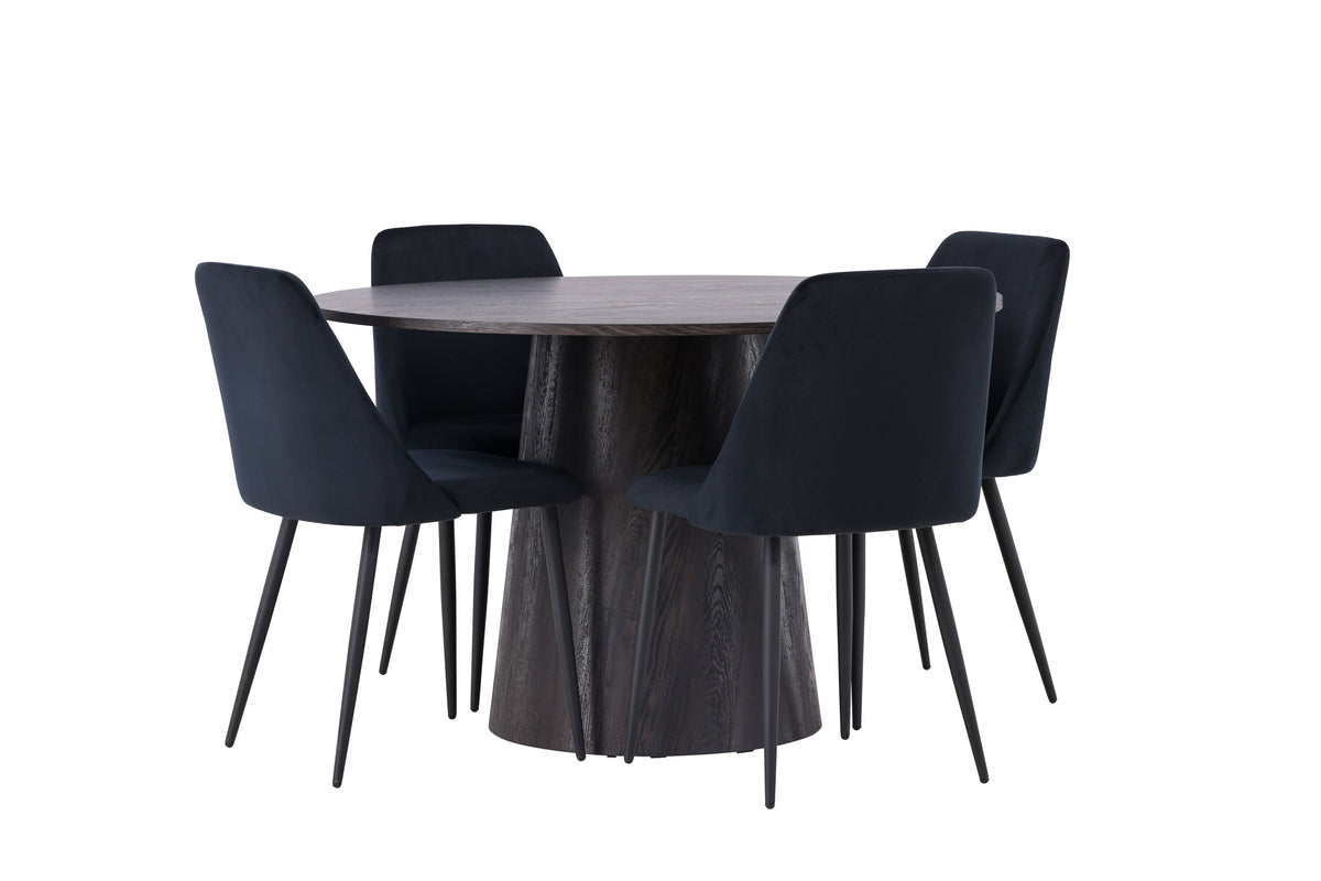 Lanzo Matbord med Night Stolarna – Bord: ⌀120 Stol: 56x87x49