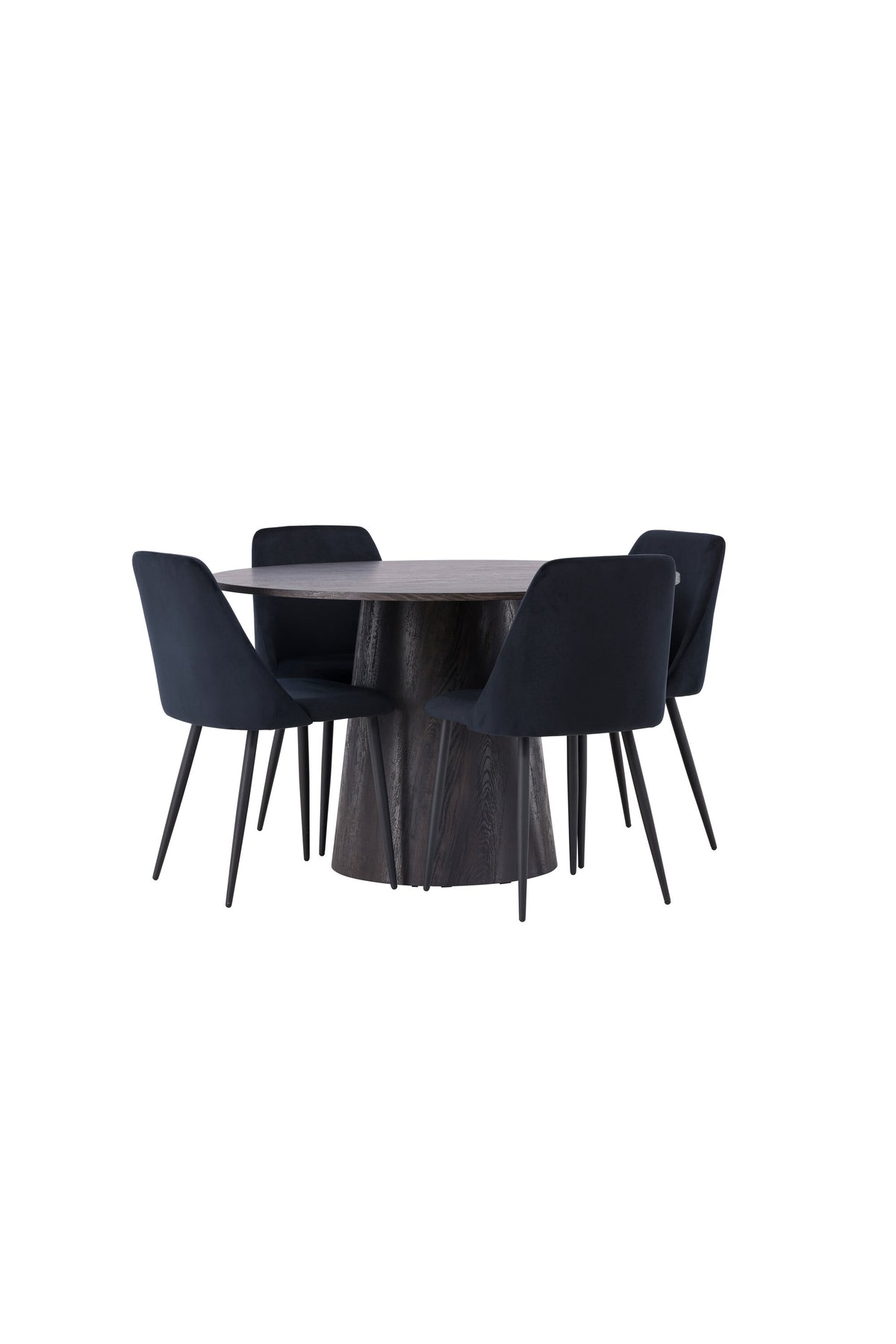 Lanzo Matbord med Night Stolarna – Bord: ⌀120 Stol: 56x87x49