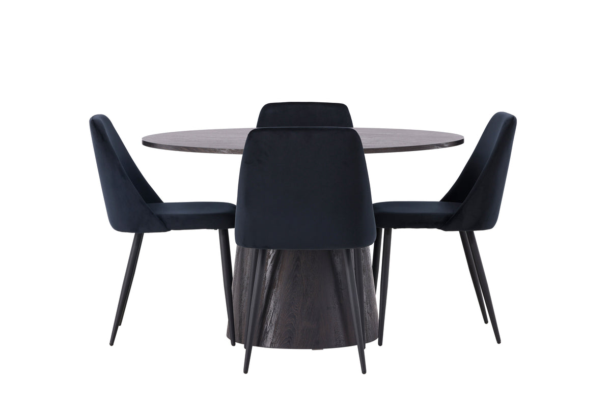 Lanzo Matbord med Night Stolarna – Bord: ⌀120 Stol: 56x87x49