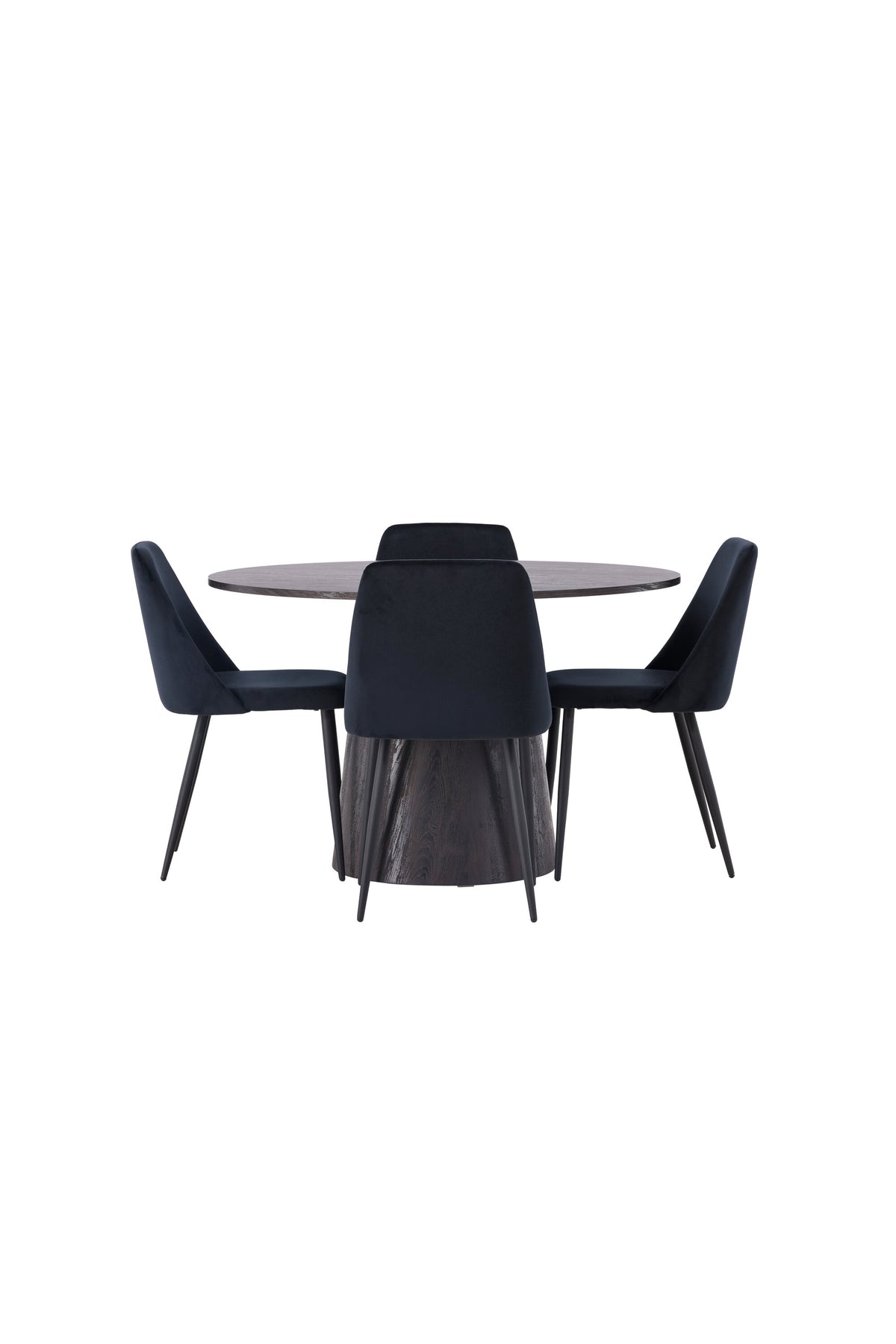 Lanzo Matbord med Night Stolarna – Bord: ⌀120 Stol: 56x87x49