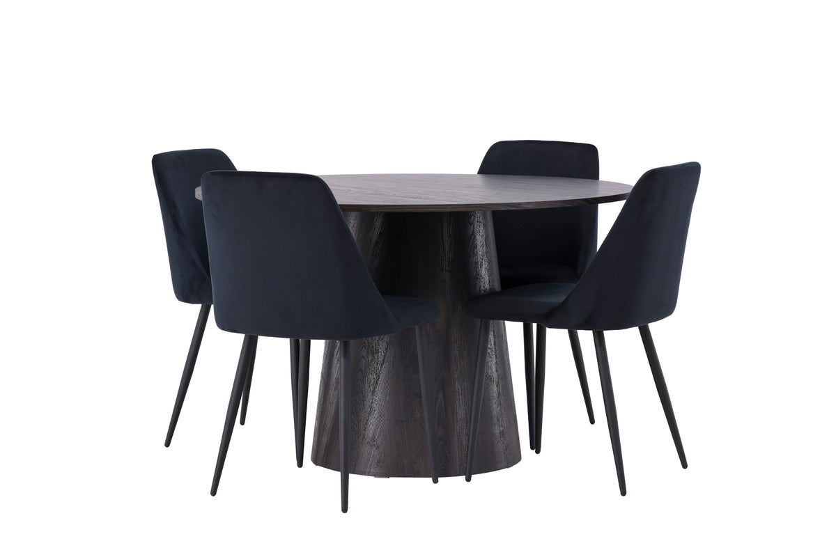 Lanzo Matbord med Night Stolarna – Bord: ⌀120 Stol: 56x87x49
