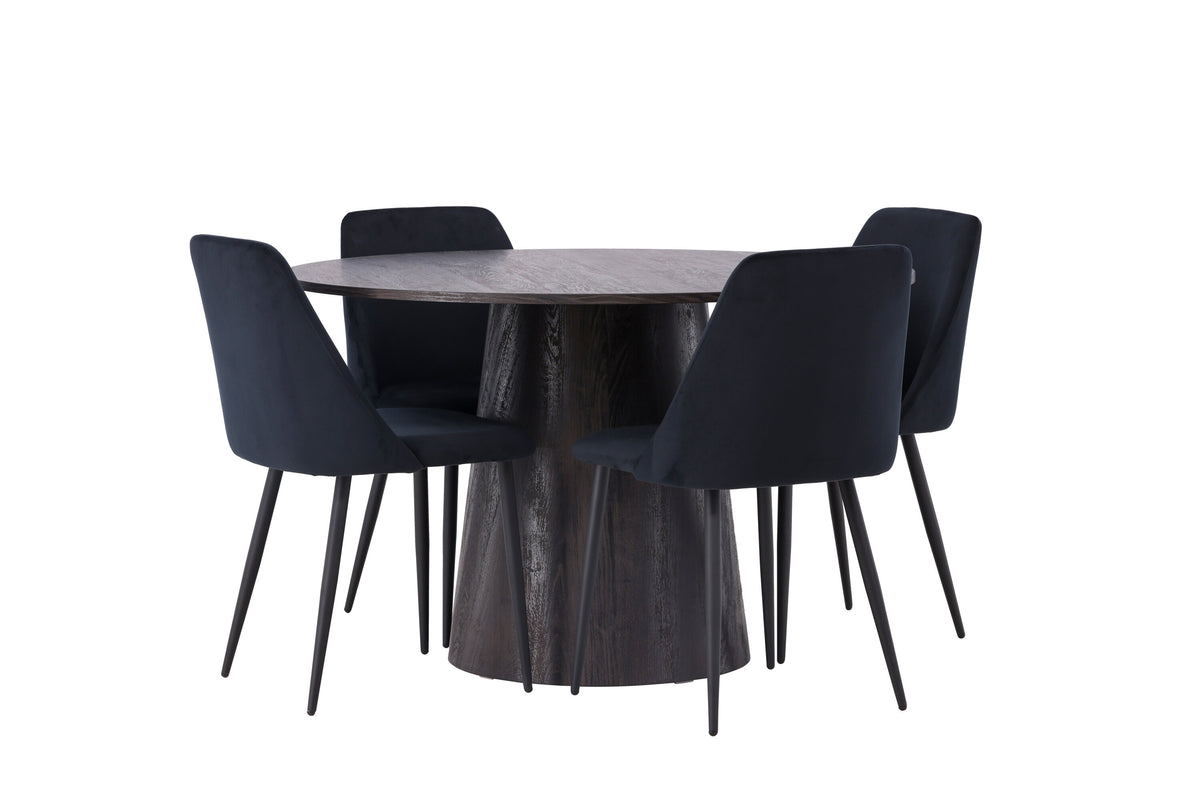 Lanzo Matbord med Night Stolarna – Bord: ⌀120 Stol: 56x87x49