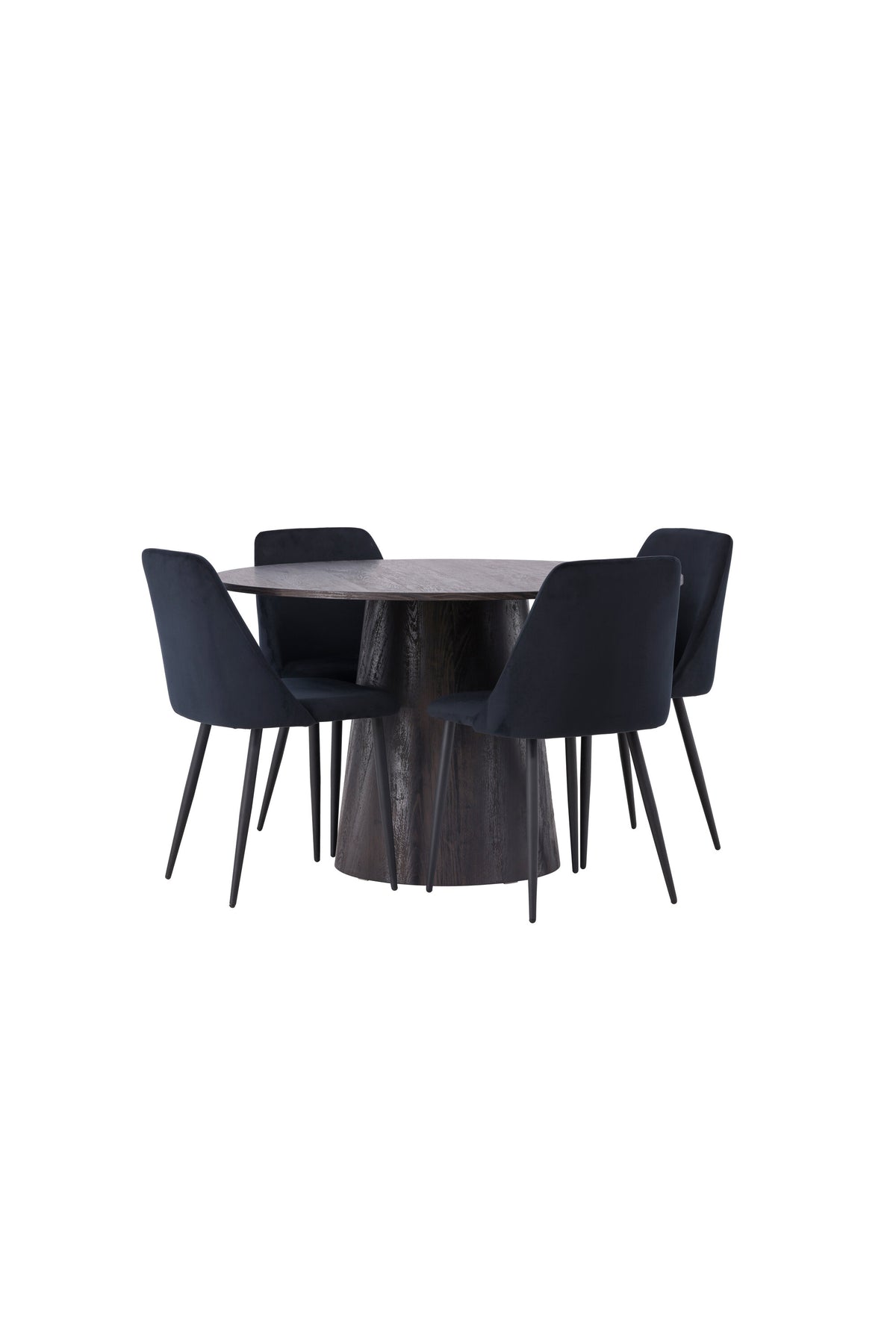 Lanzo Matbord med Night Stolarna – Bord: ⌀120 Stol: 56x87x49