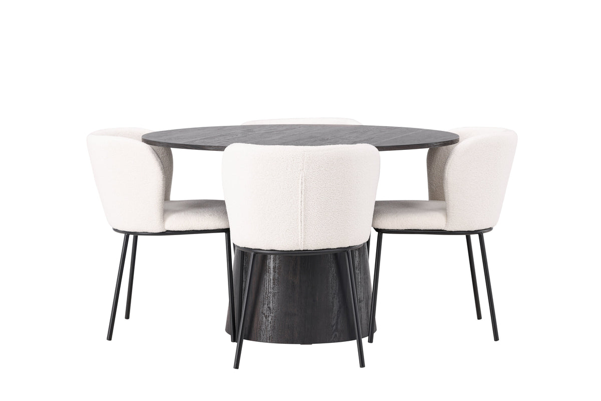 Lanzo Matbord med Edina Stolarna – Bord: ⌀120 Stol: 56x76x55